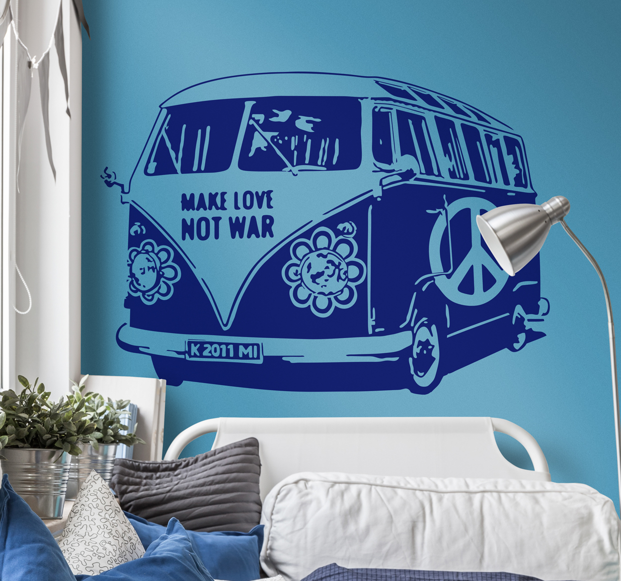 Sticker Volkswagen busje hippie