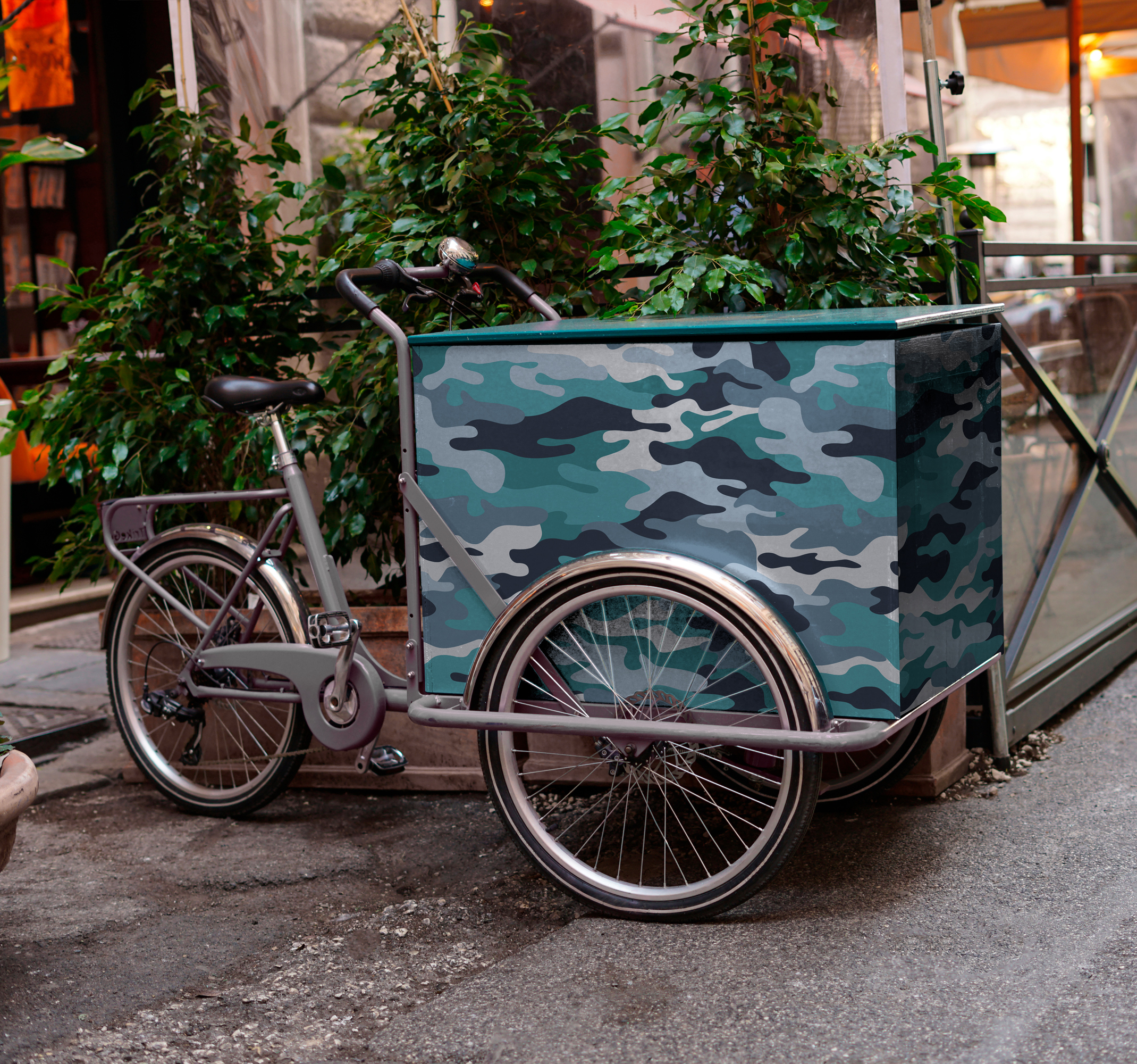 Bakfiets sticker camouflage