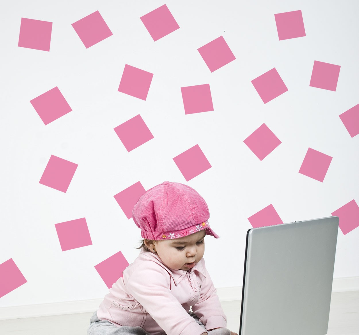 Sticker roze vierkantjes