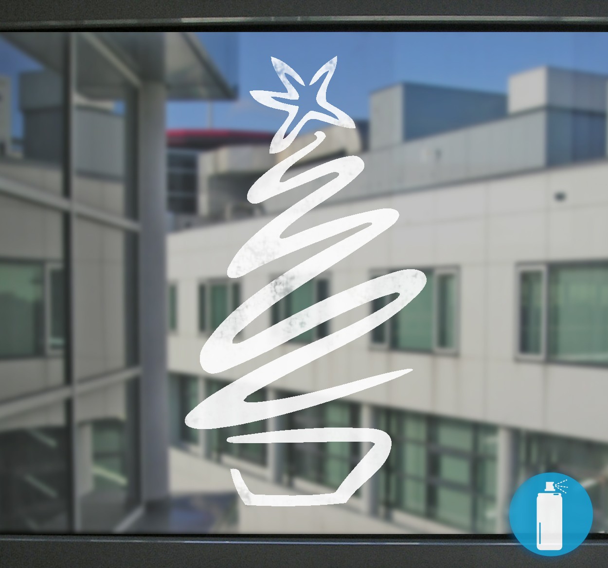 Kerst raamsticker kerstboom sneeuwspray