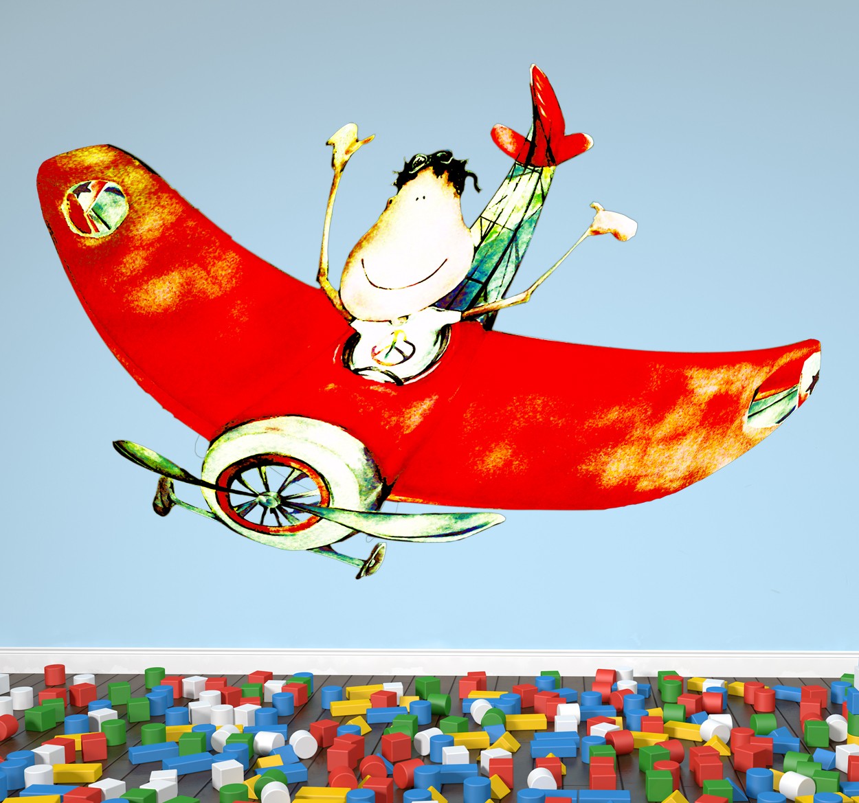 Kinderen vliegen vliegtuig sticker