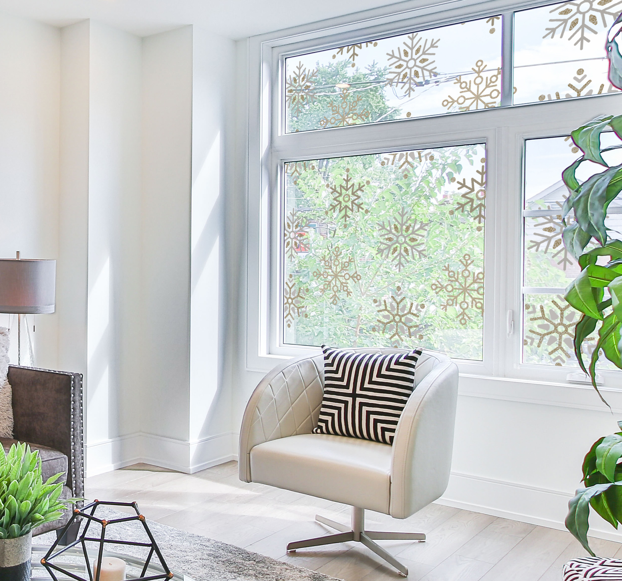 Gouden sneeuwvlok raamsticker