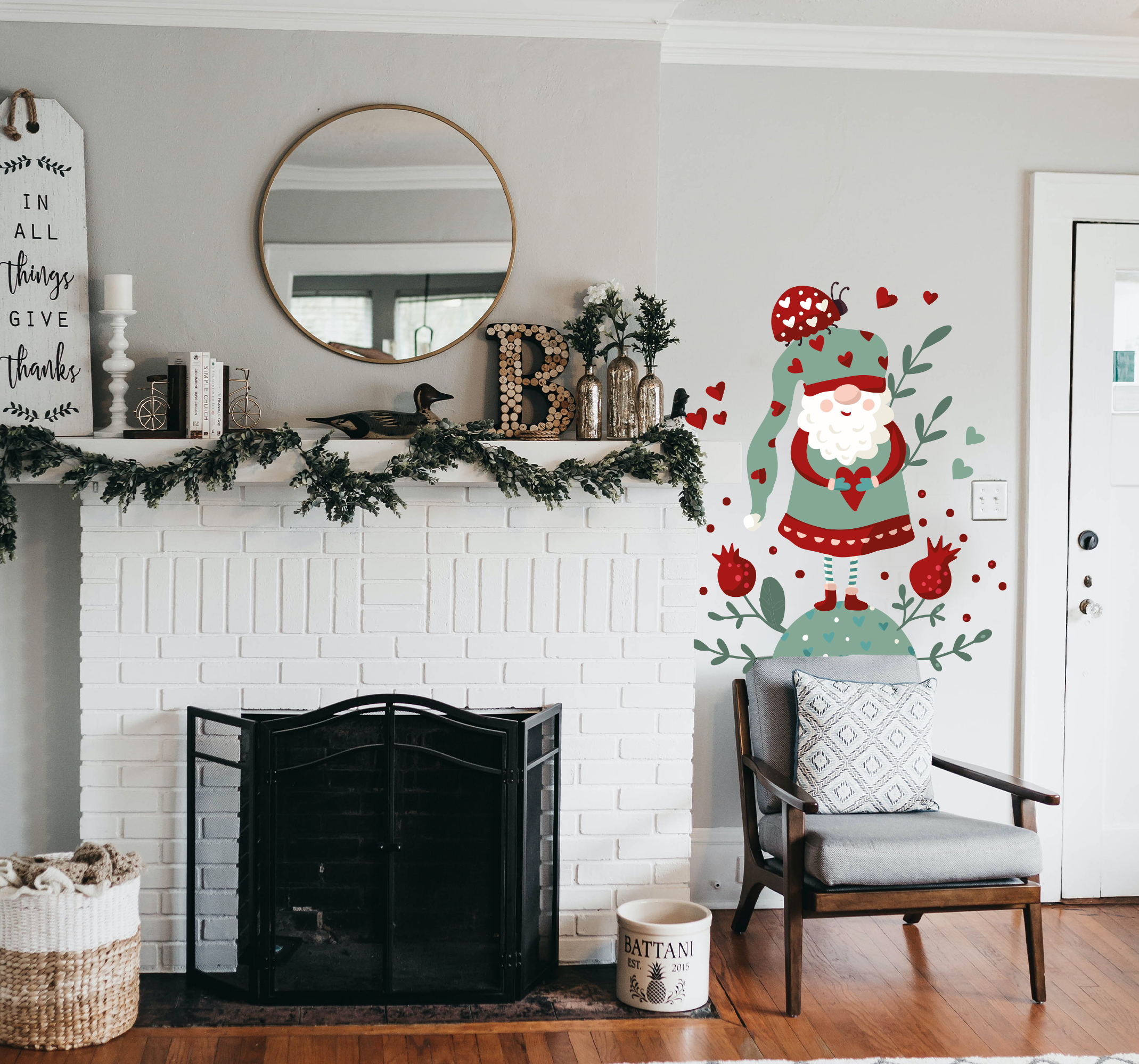 Kerst kabouter muursticker