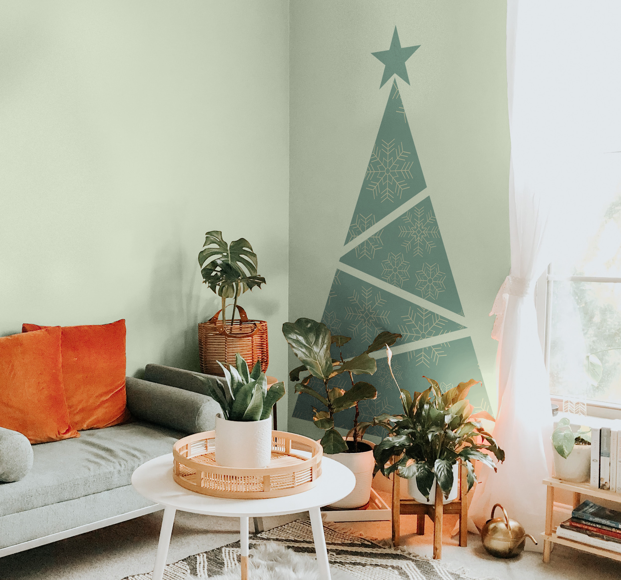 Geometrische kerst boom sticker