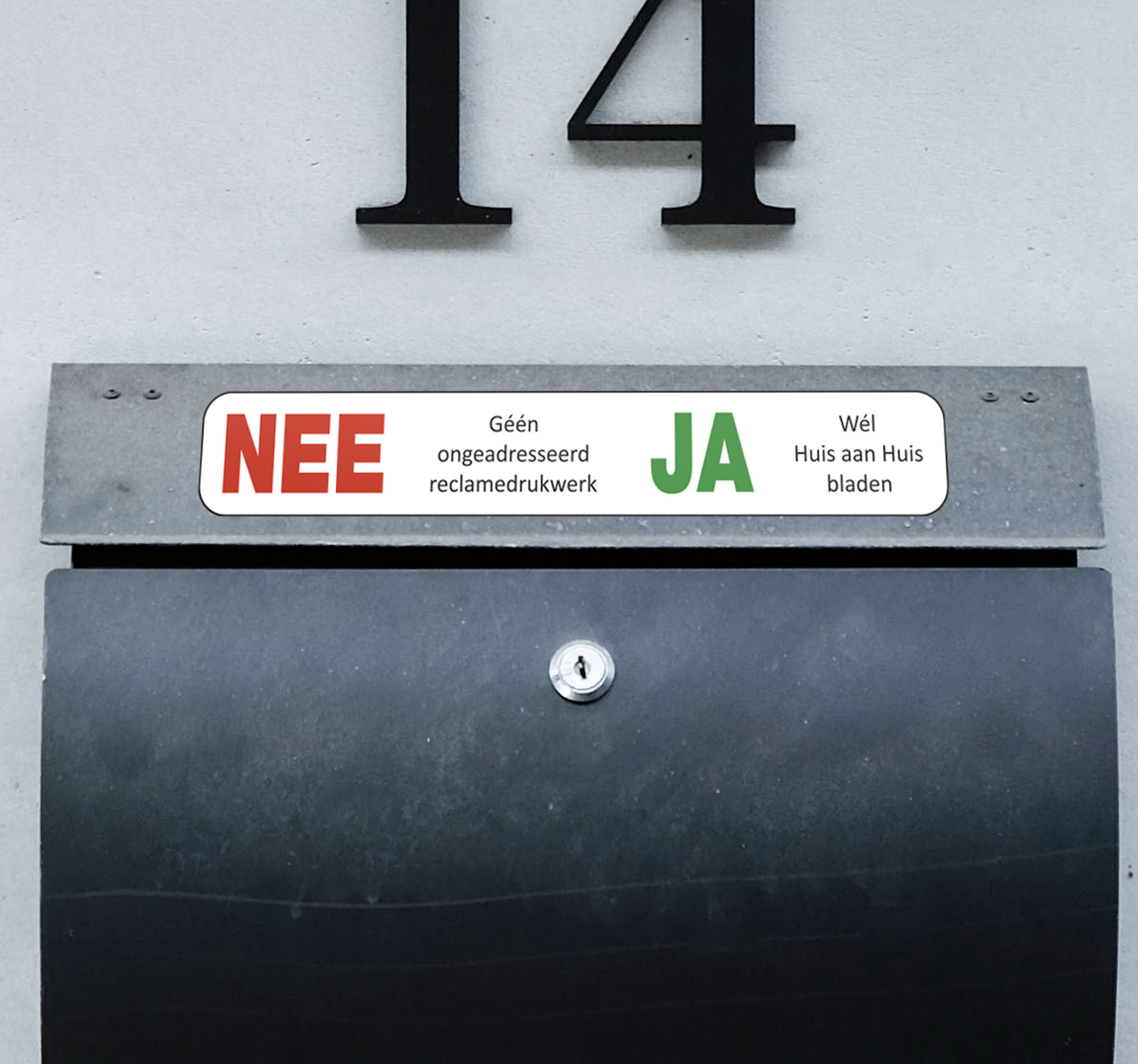 Witte nee ja brievenbus sticker
