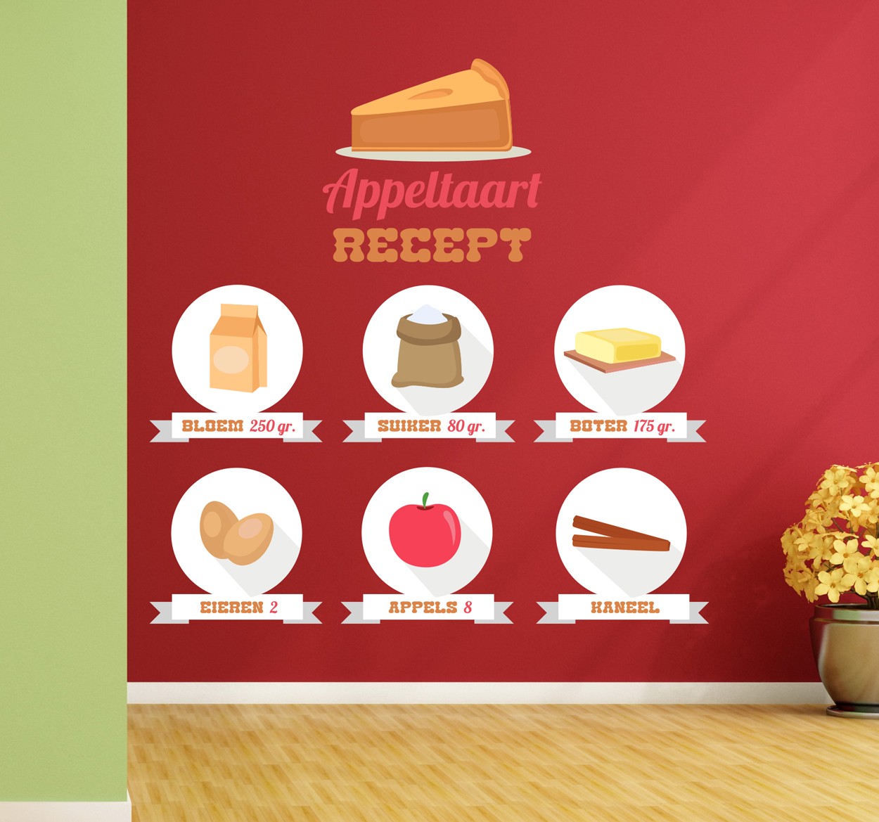 Appeltaart recept appel muursticker