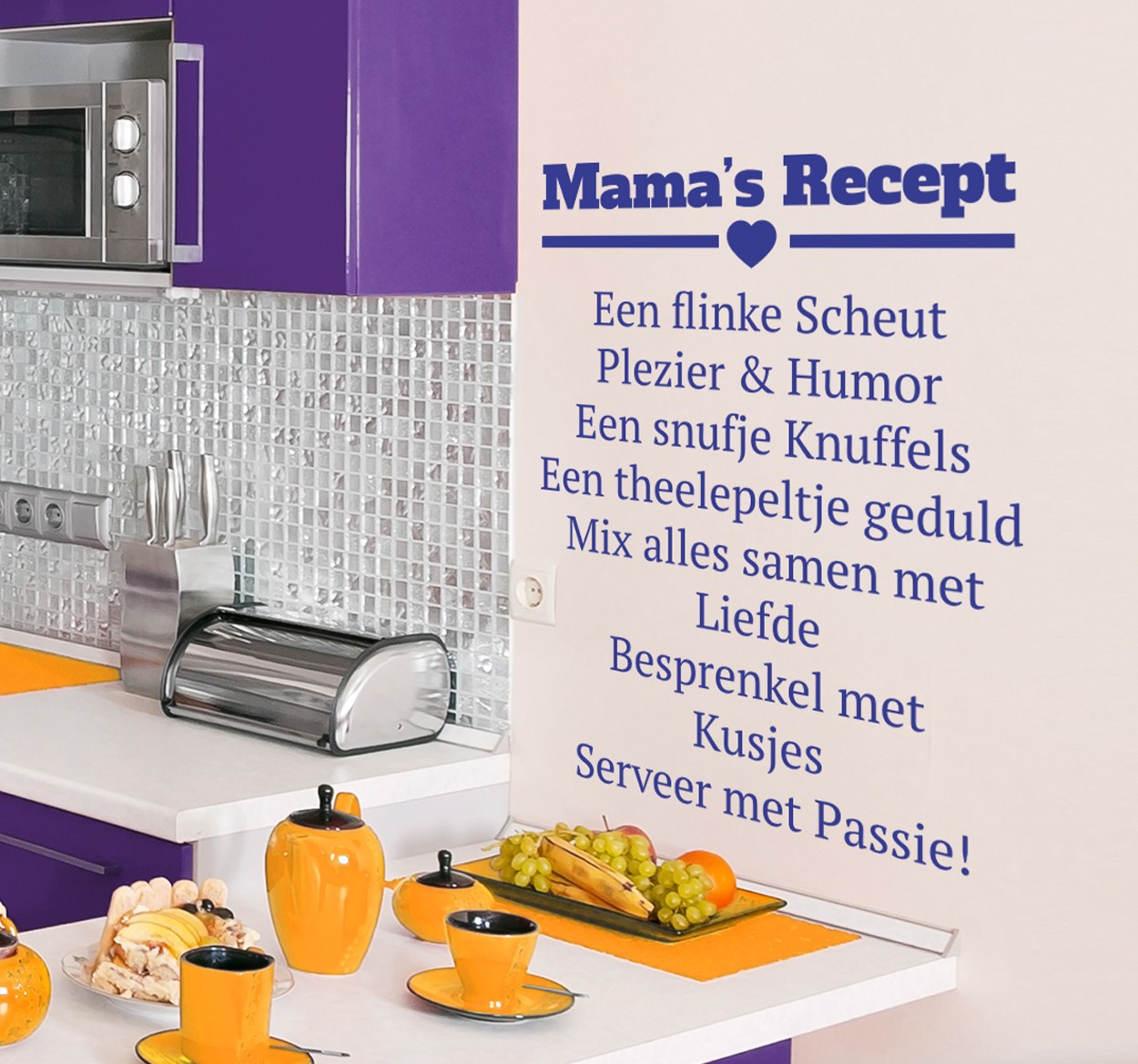 Mama´s recept keuken tekst sticker