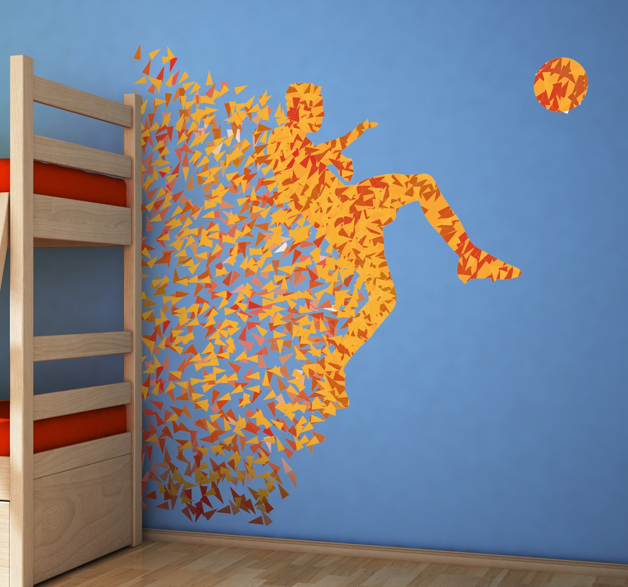 Muursticker Voetballer Origami