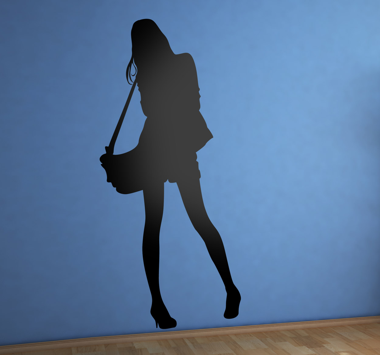 sticker silhouette vrouw handtas