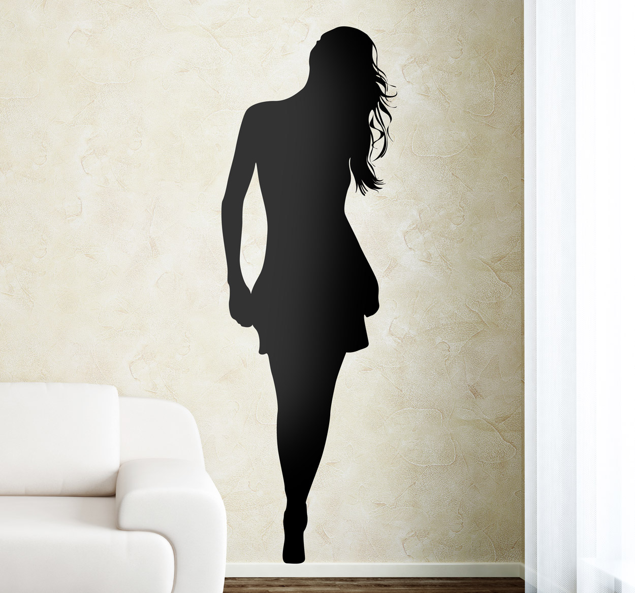 Sticker silhouette vrouw zwart