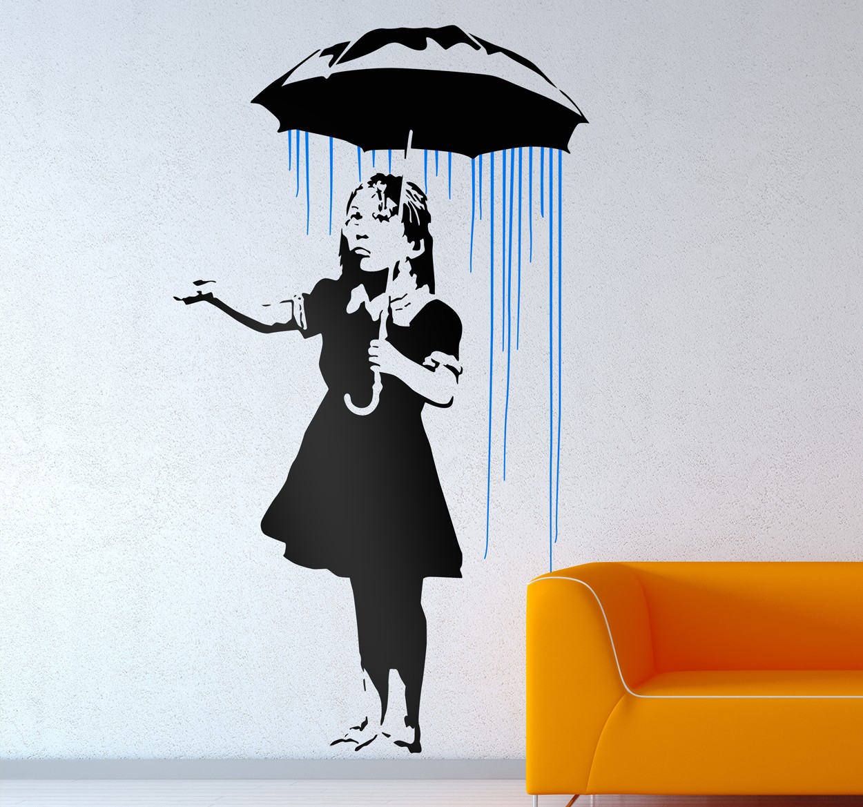 Muursticker woonkamer graffiti ontwerp Banksy
