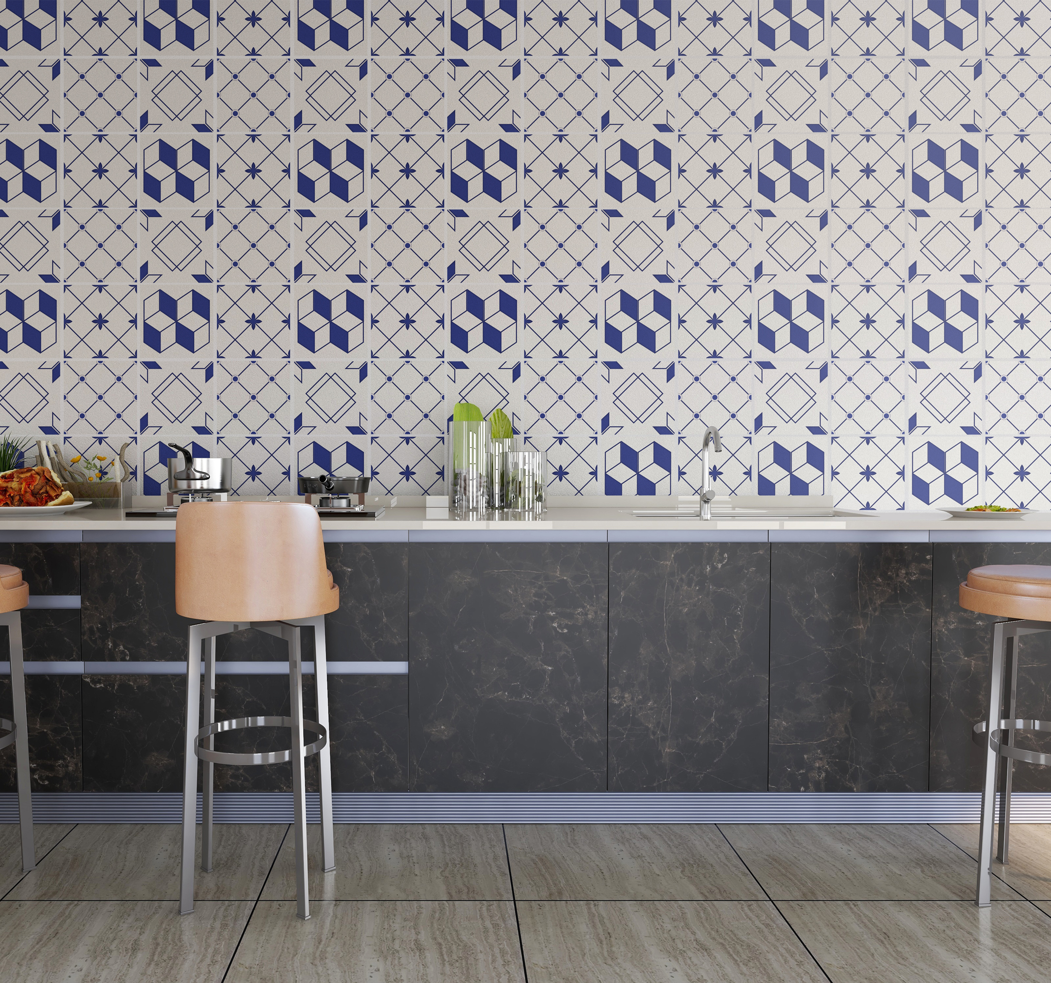 Tegelstickers keuken geometrisch ontwerp