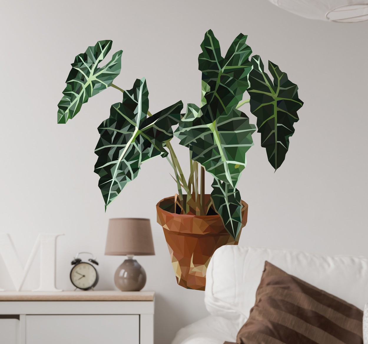 Muursticker woonkamer groene plant