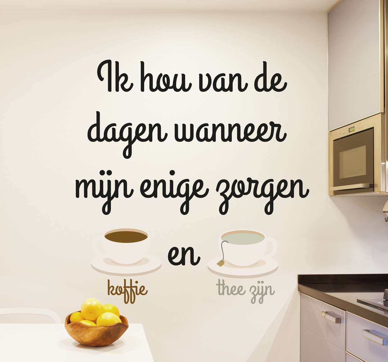 Koffie en thee dag muursticker keuken