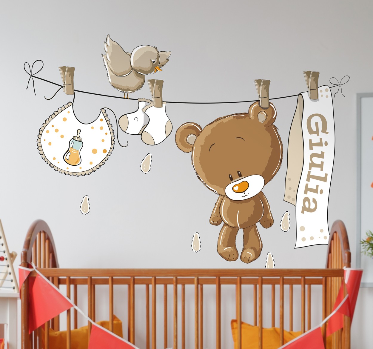 Muursticker babykamer Teddybeer