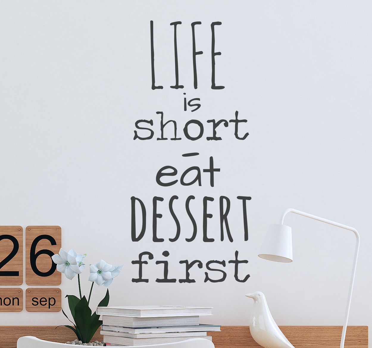 Muursticker keuken mit tekst life is short
