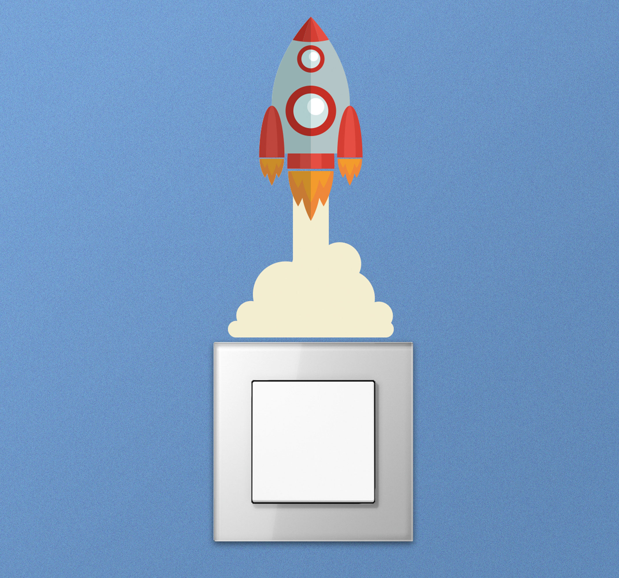 Ruimte ship lichtknop sticker