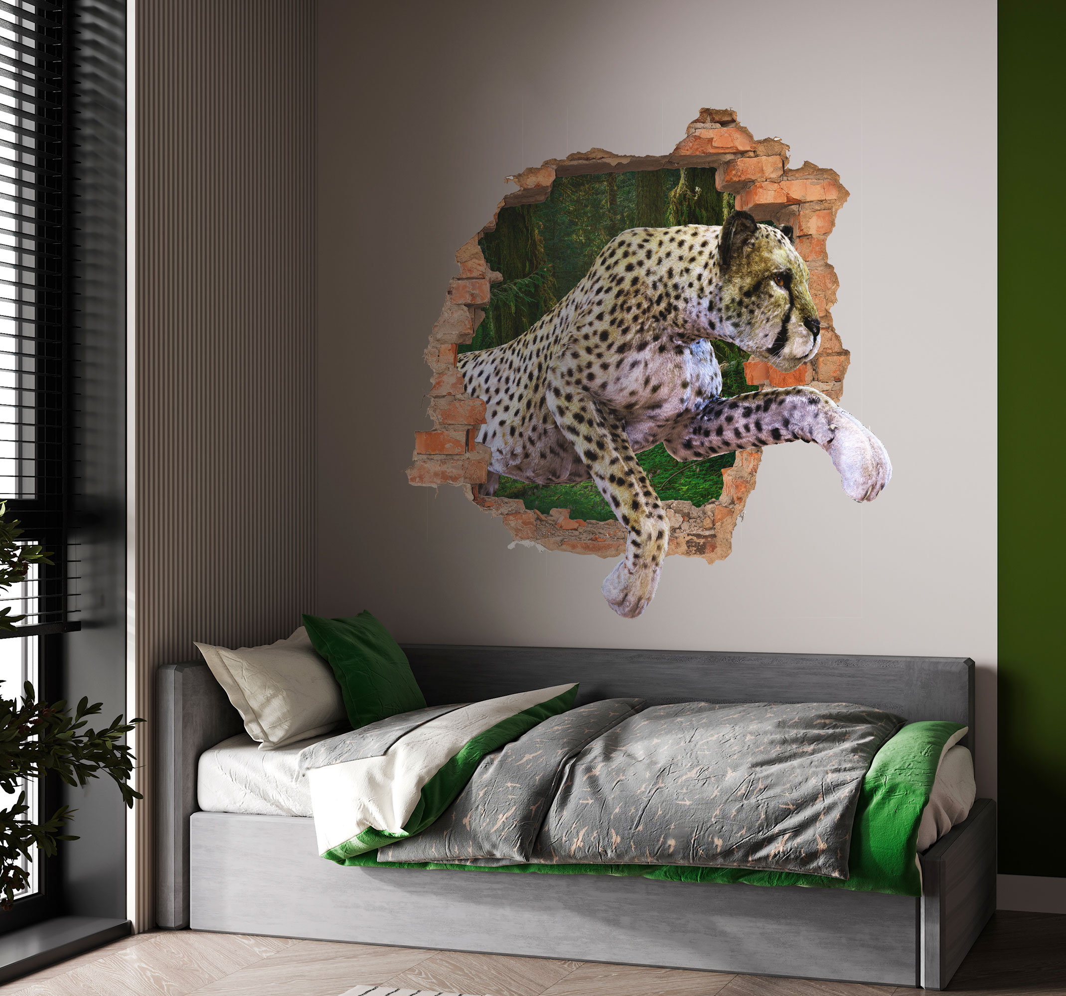 3D cheetah muursticker