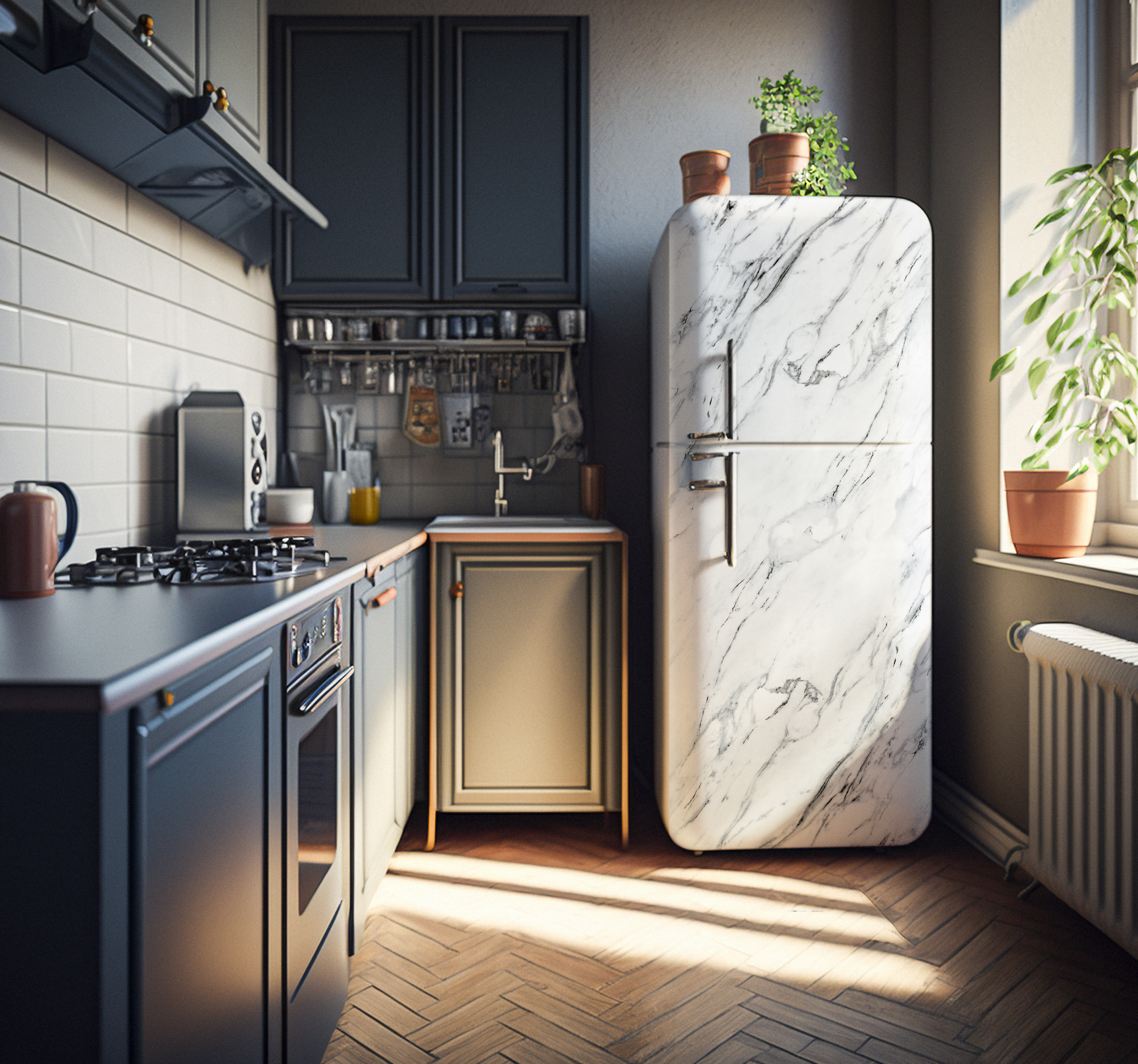 Witte marmer koelkast sticker