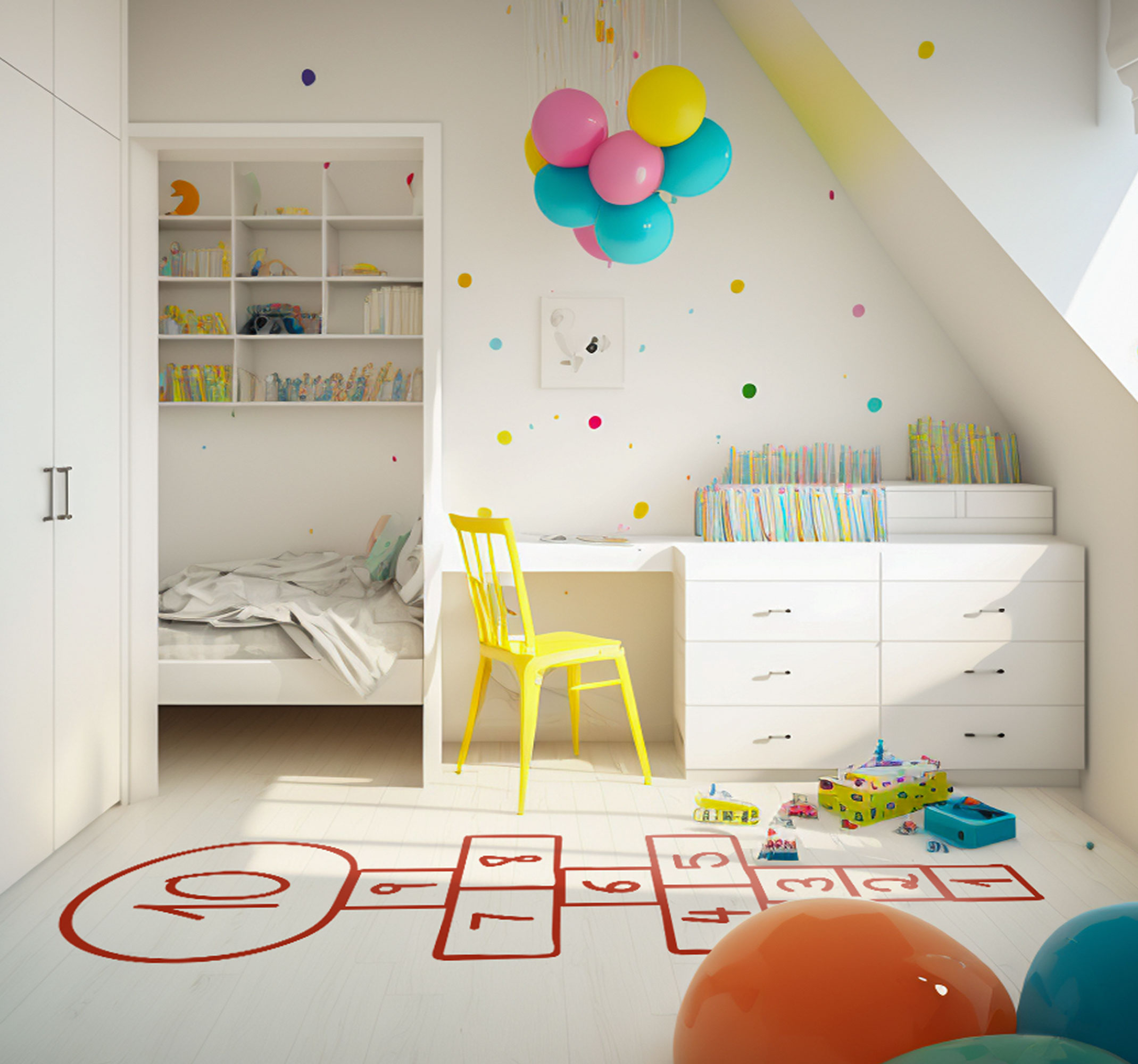 Vloersticker Hinkelspel tekening in krijtstijl