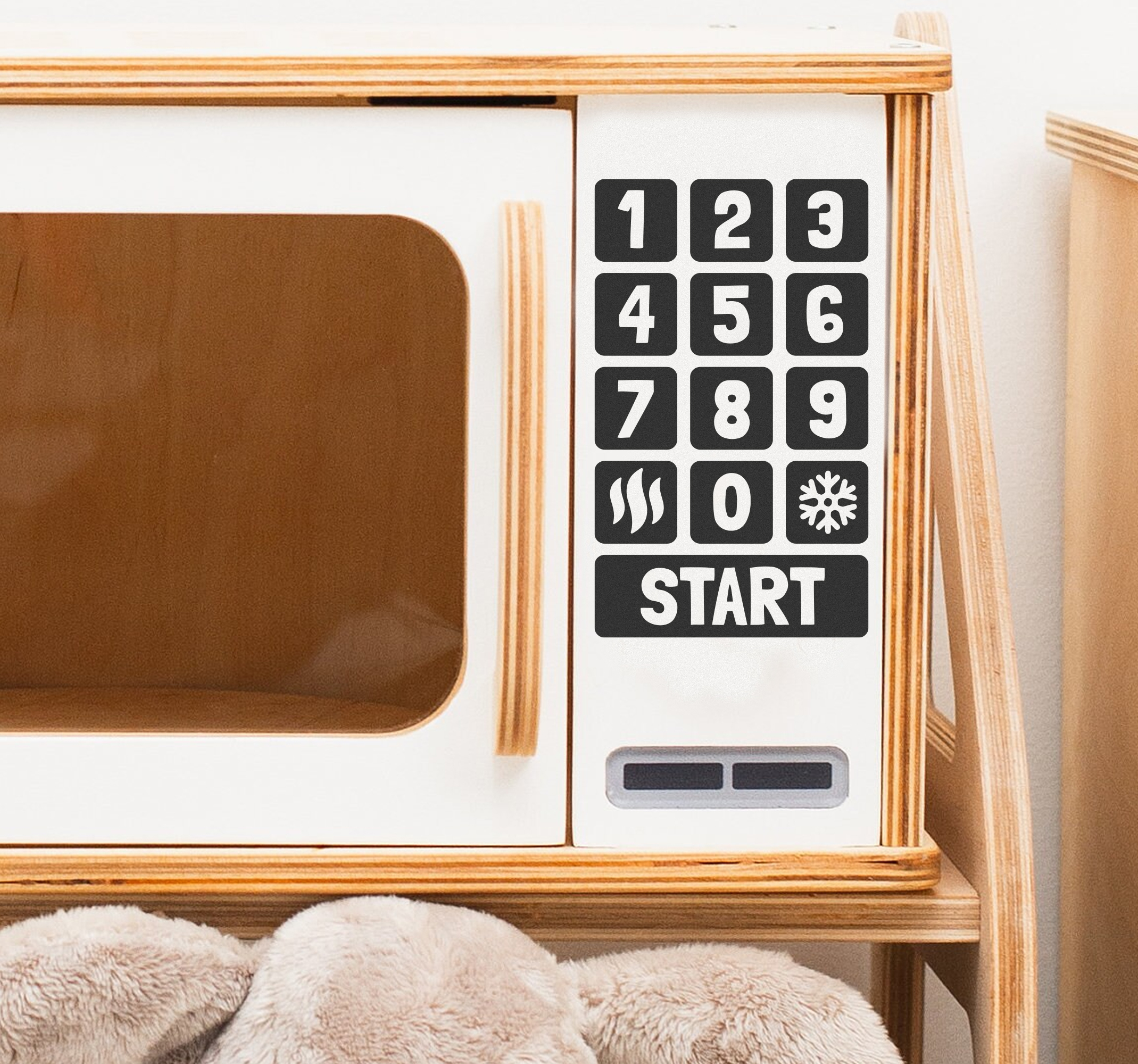 Kindersticker voor speelgoed magnetron knoppen