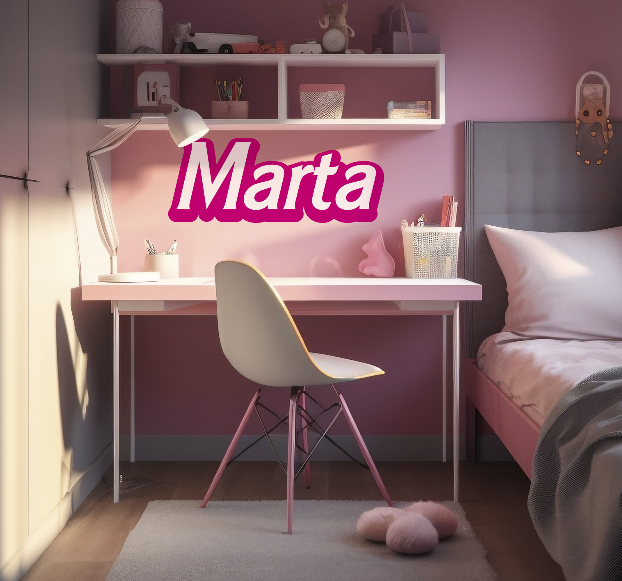 Muursticker kinderkamer naam in barbie stijl