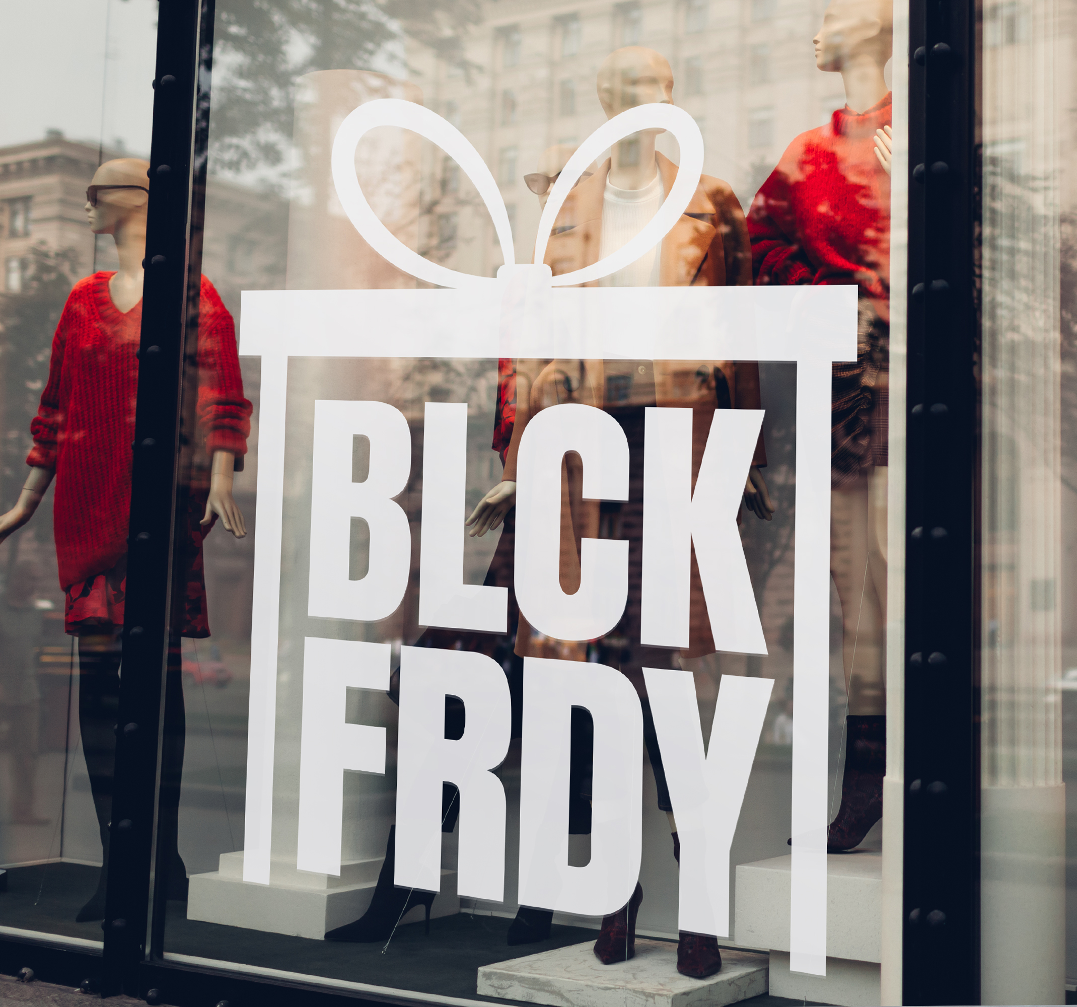 Black friday sticker etalage met cadeau wit