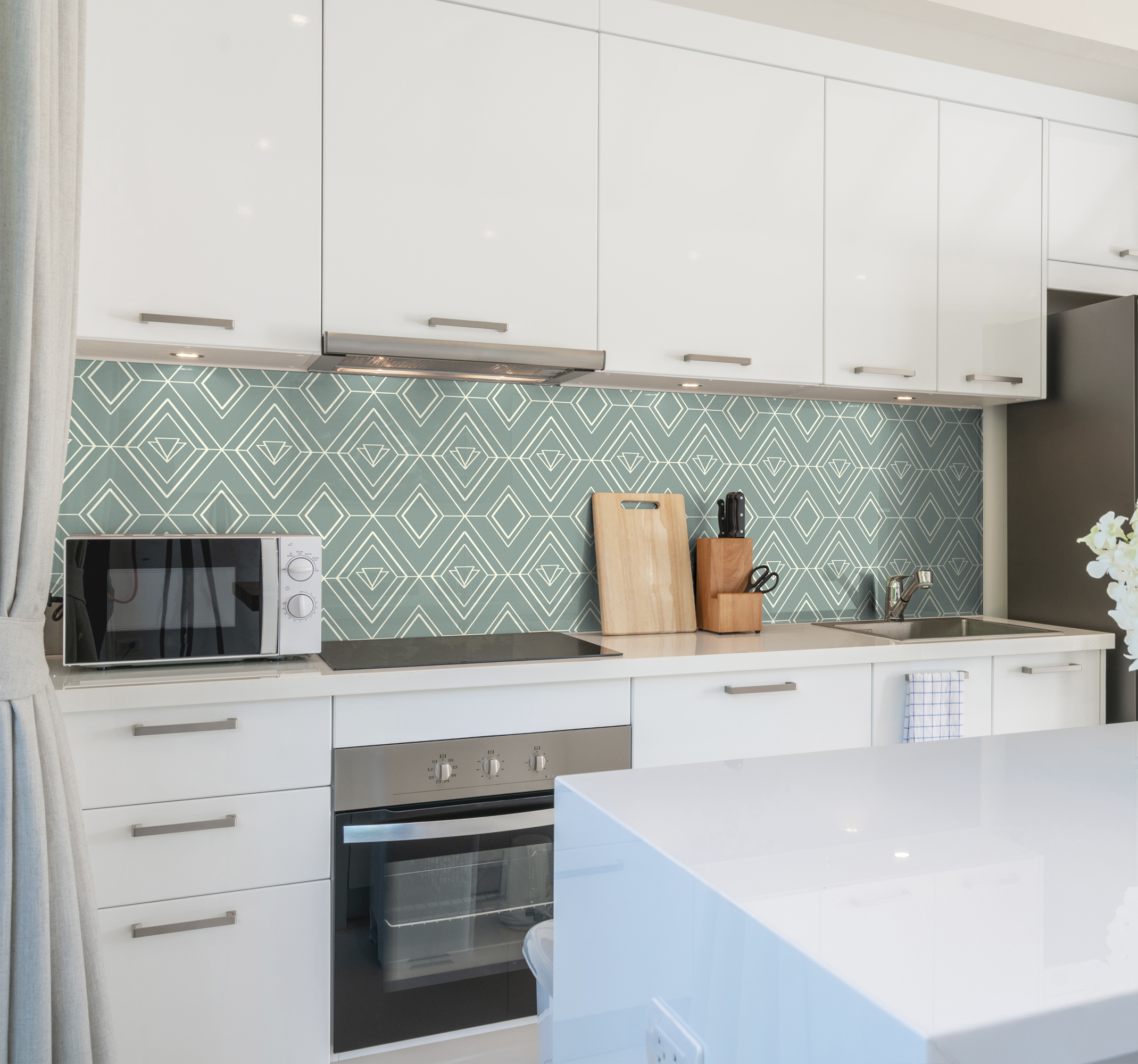 Geometrische Patroon Muursticker keuken groen