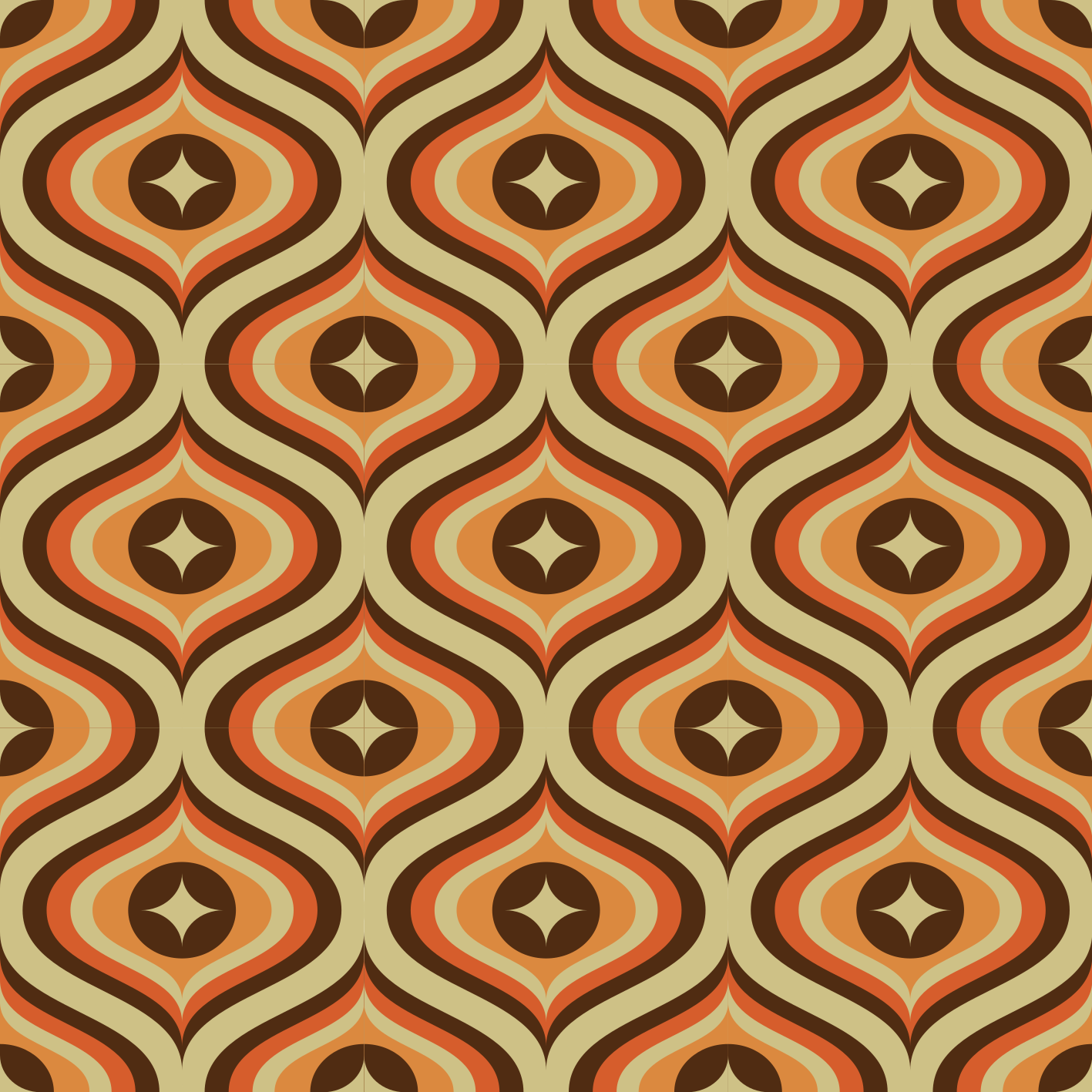 Retro oranje bruin woonkamer behang