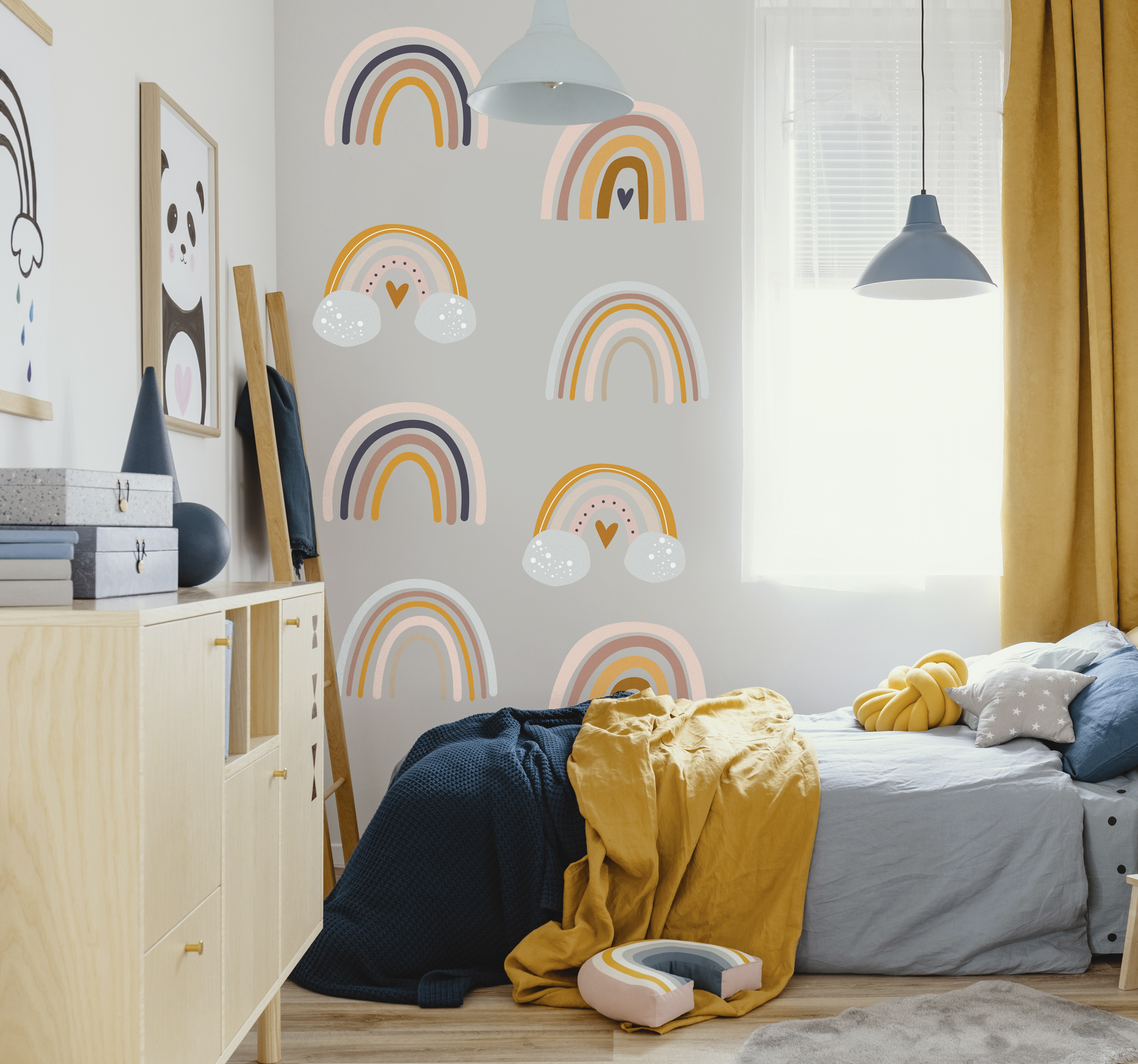 Boho regenbogen muursticker kinderkamer