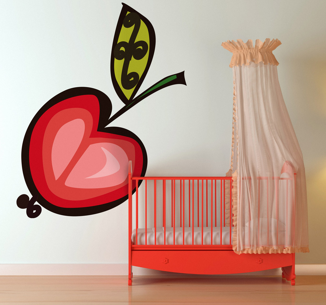 Sticker kinderen tekening kers