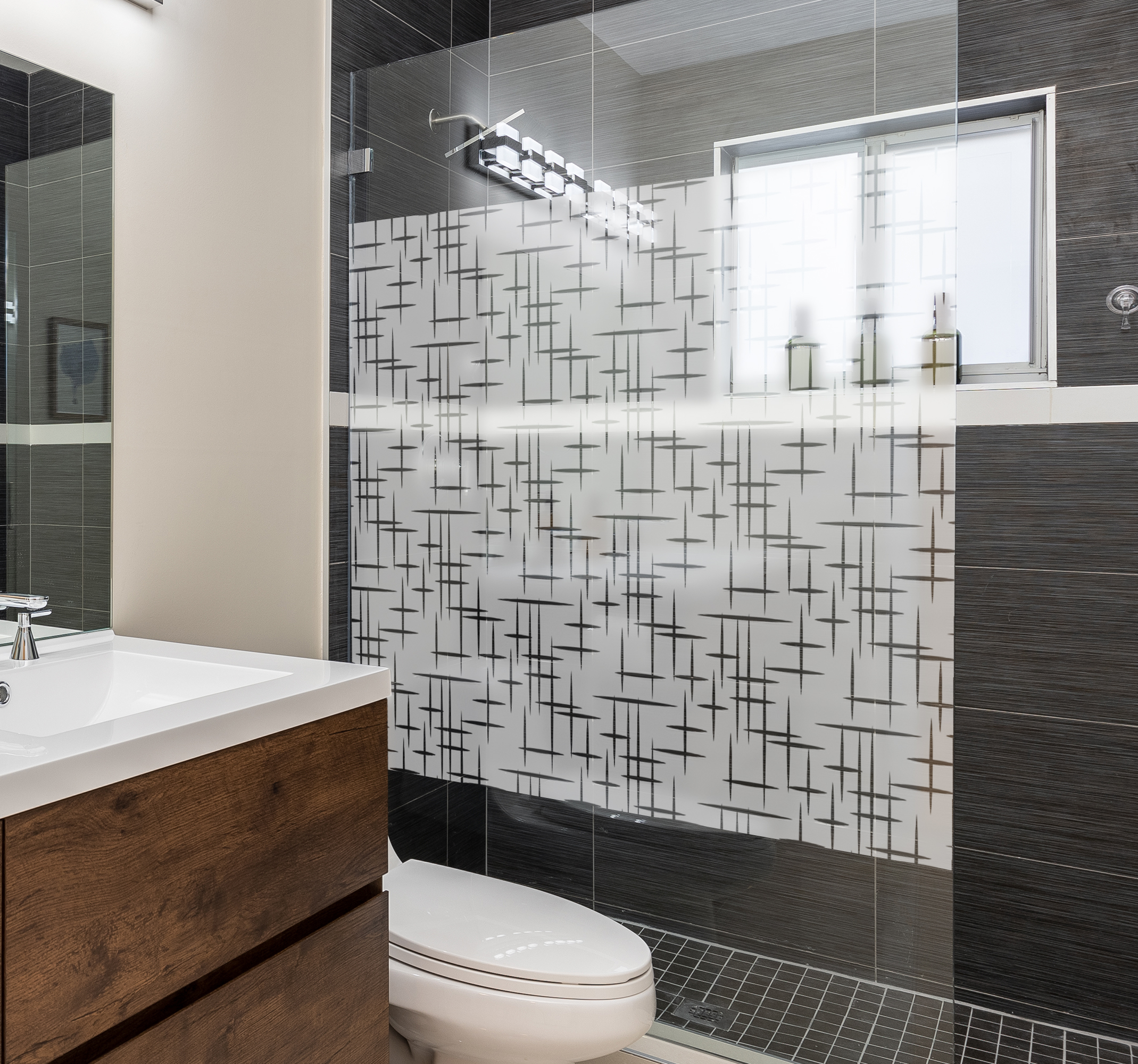 Moderne lijnen Douchecabine sticker