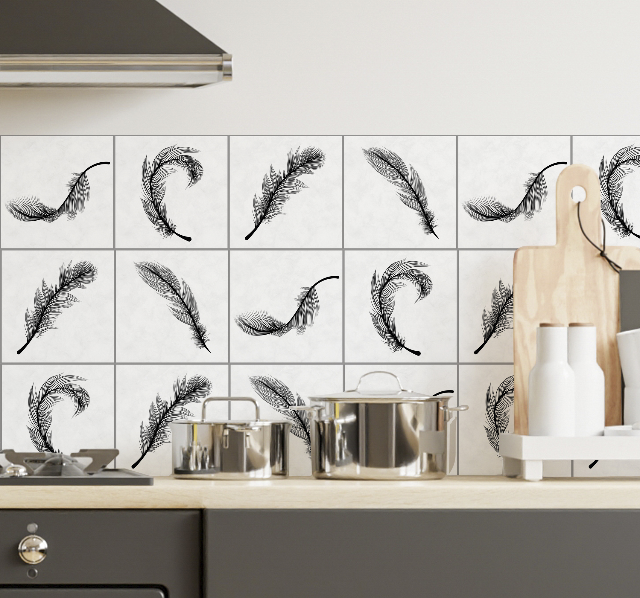 Tegelsticker zwarte veren