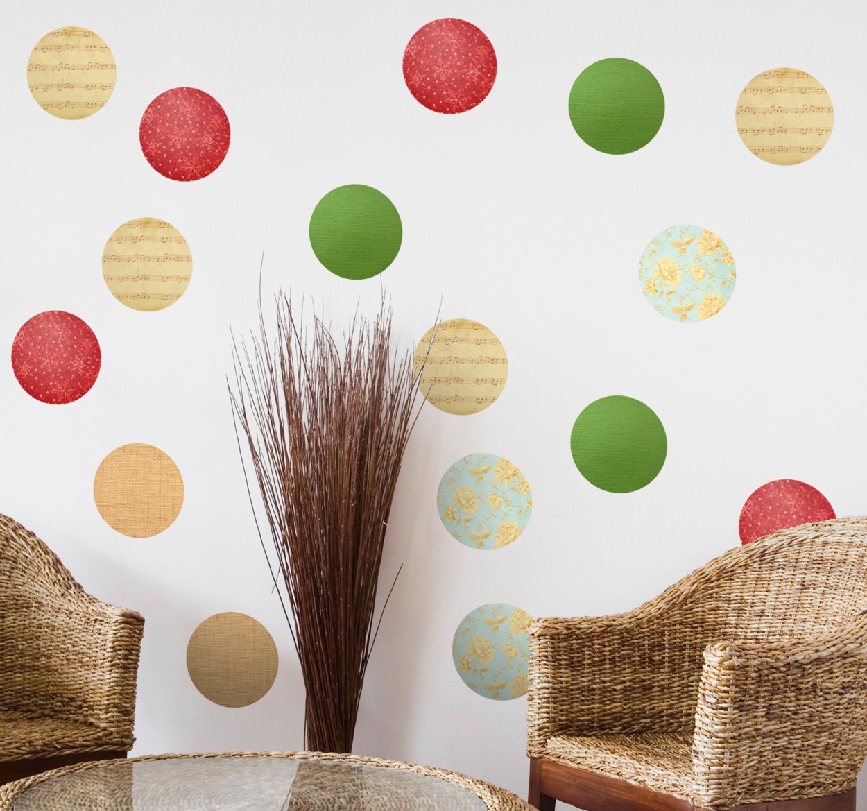 Muurstickers Kerstmis cirkelvormige figuren