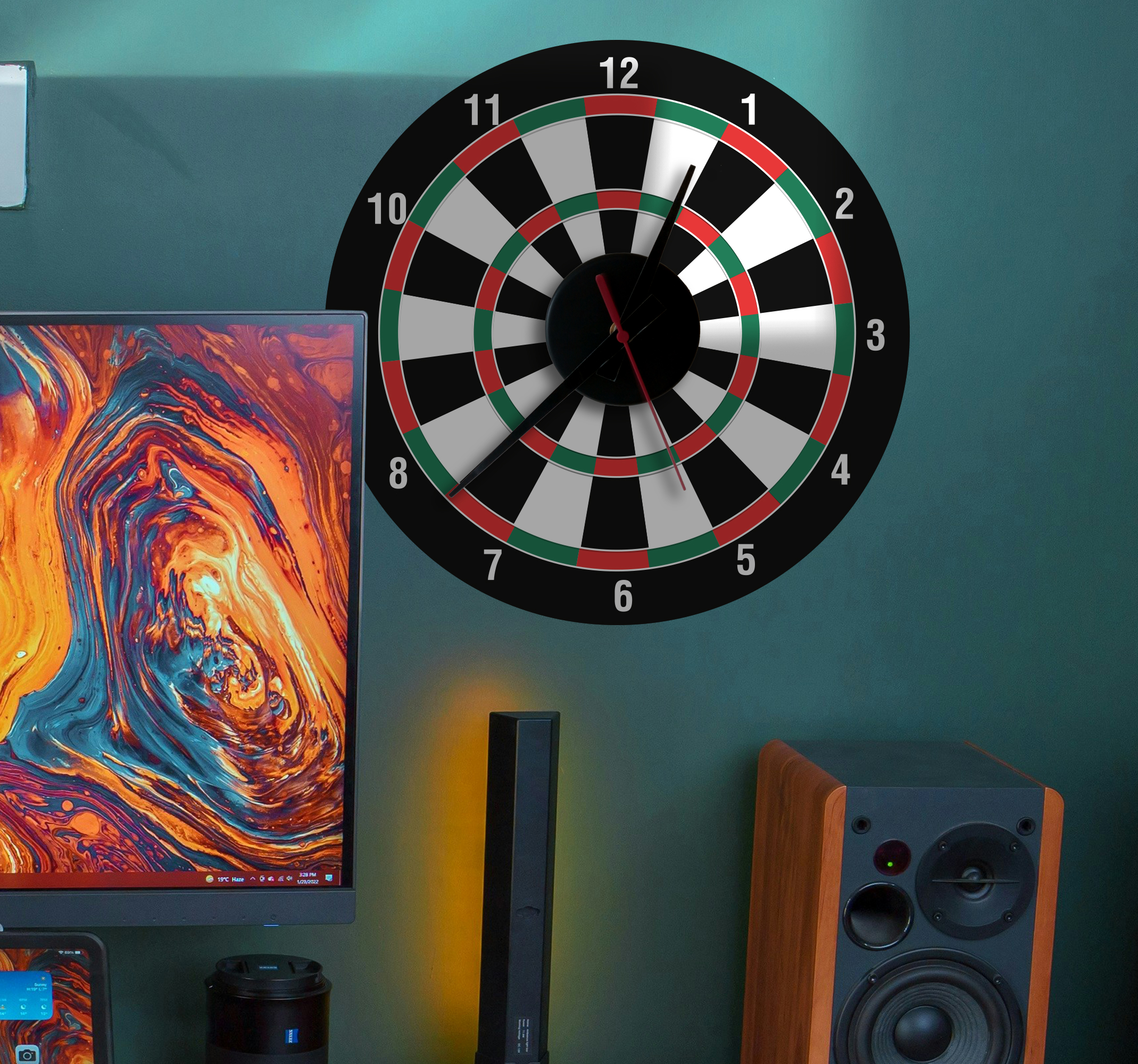 Dartbord klok sticker