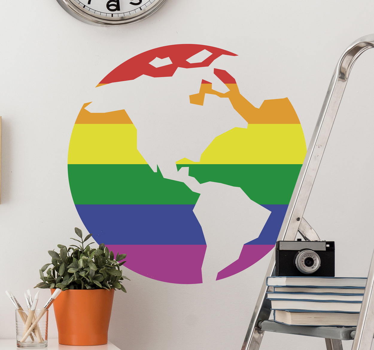 Muursticker Regenboog Wereld