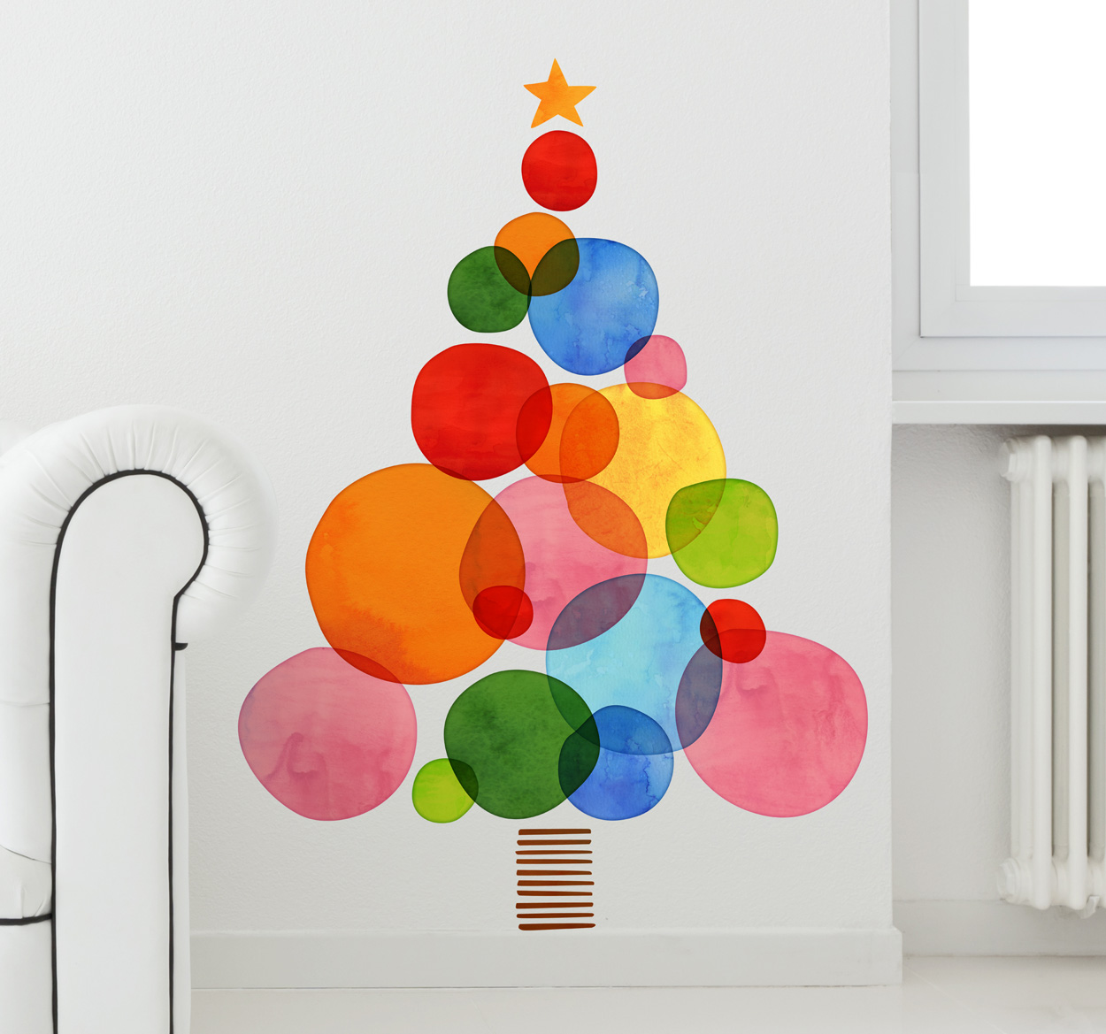 Muursticker Kerstboom Kleuren