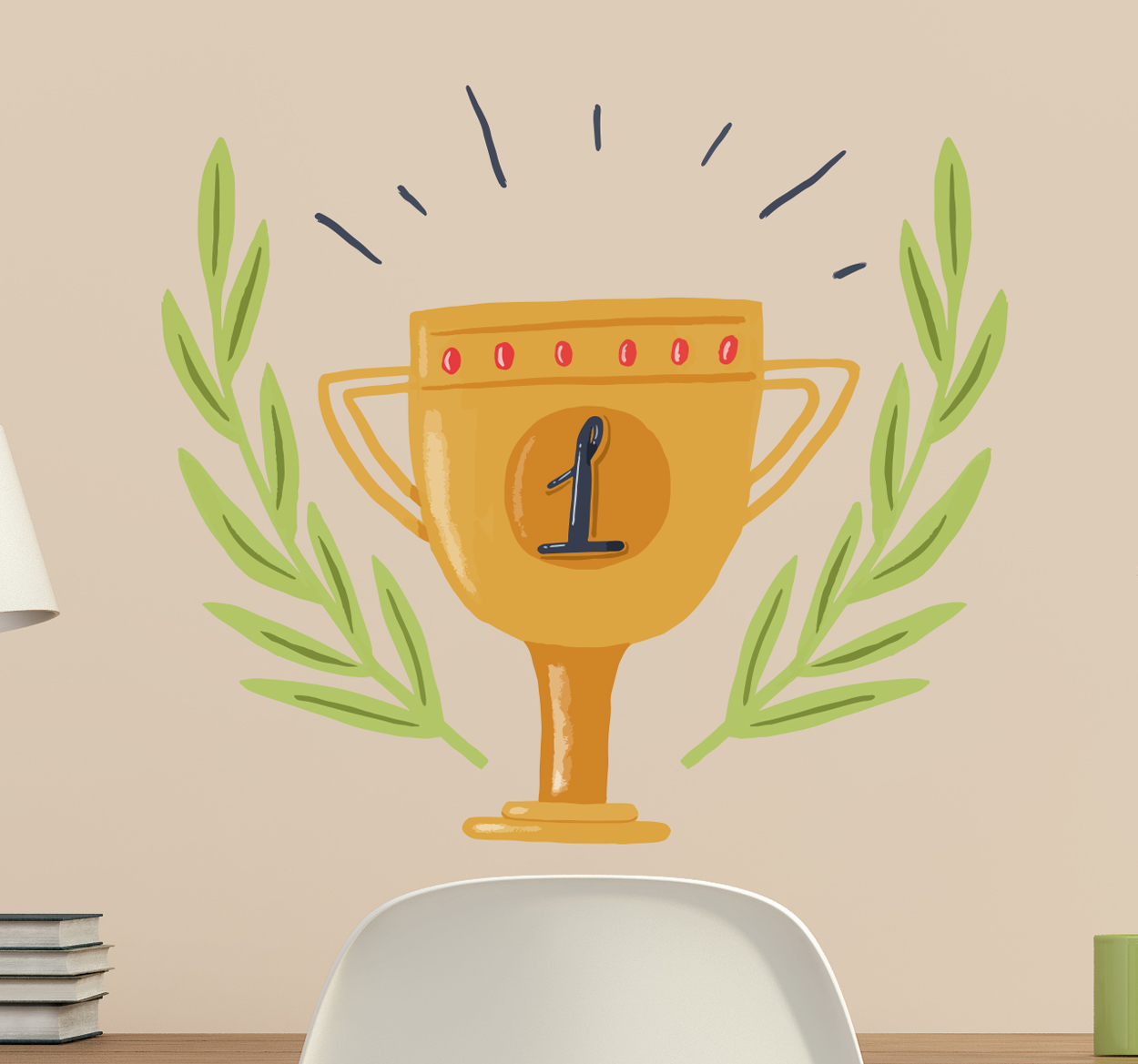 Muursticker beker nummer een