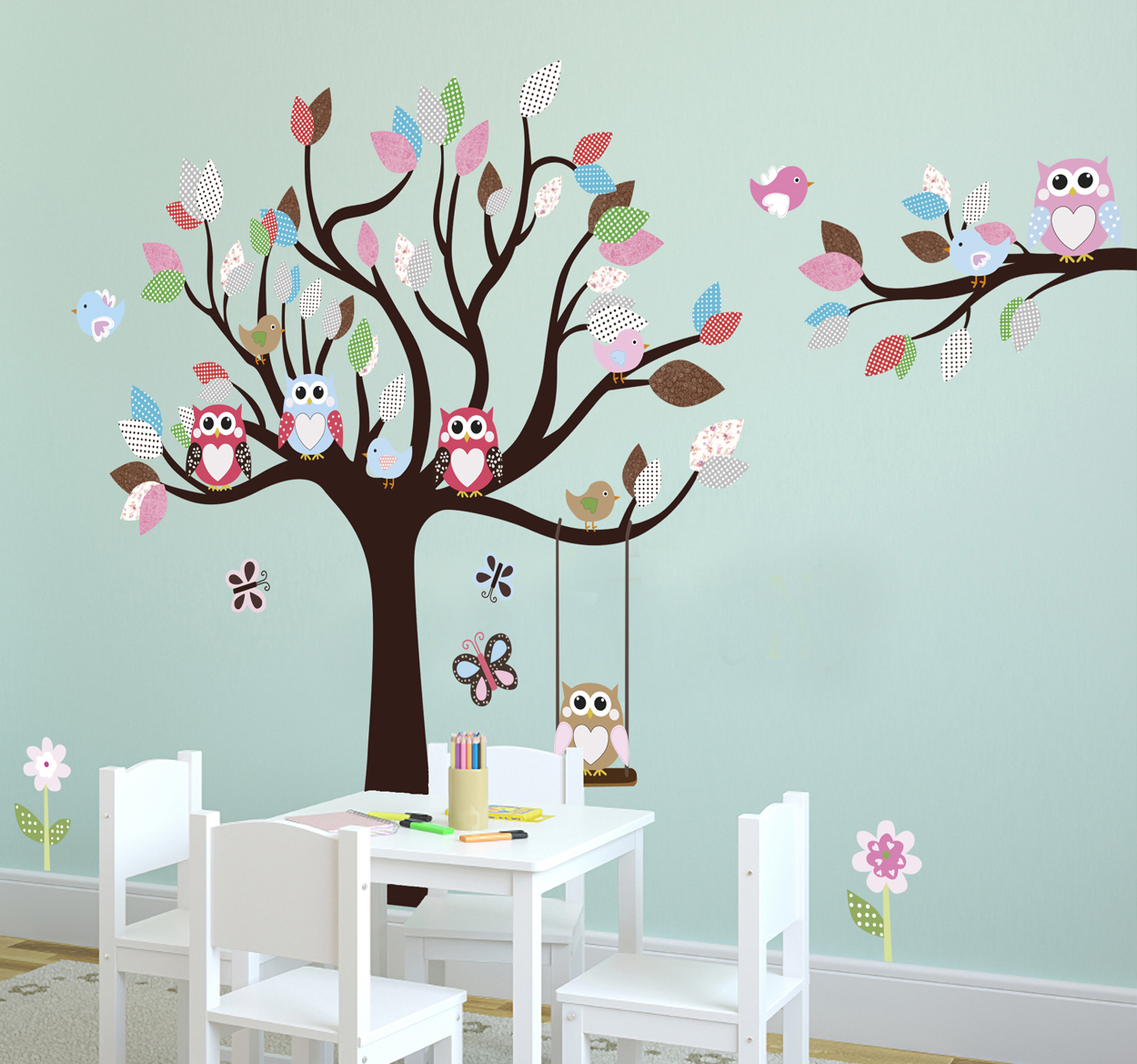 Muursticker kinderkamer boom met vogels