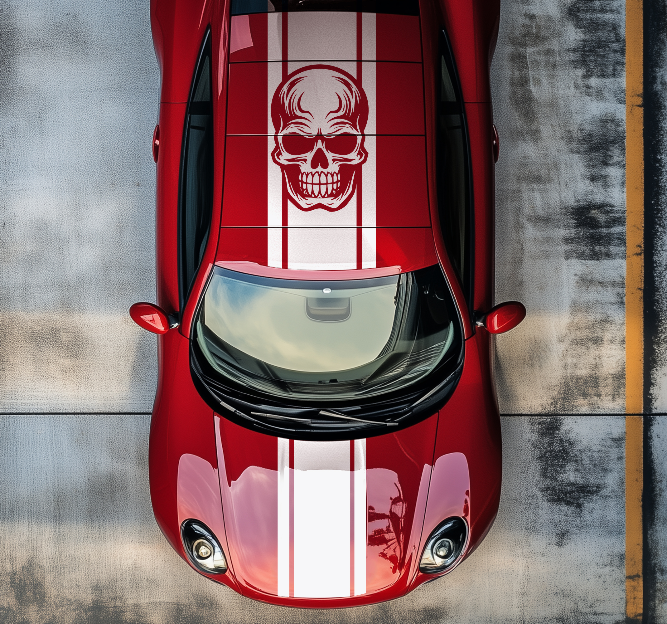 Strepen met schedel auto sticker