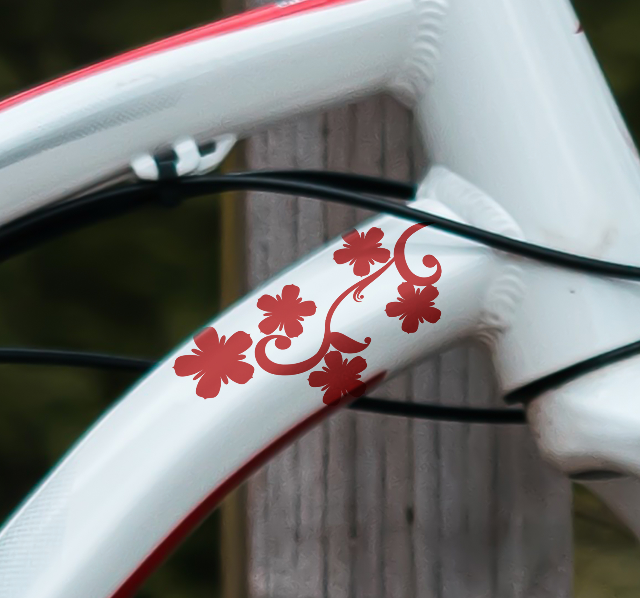 Elegante bloem fiets sticker