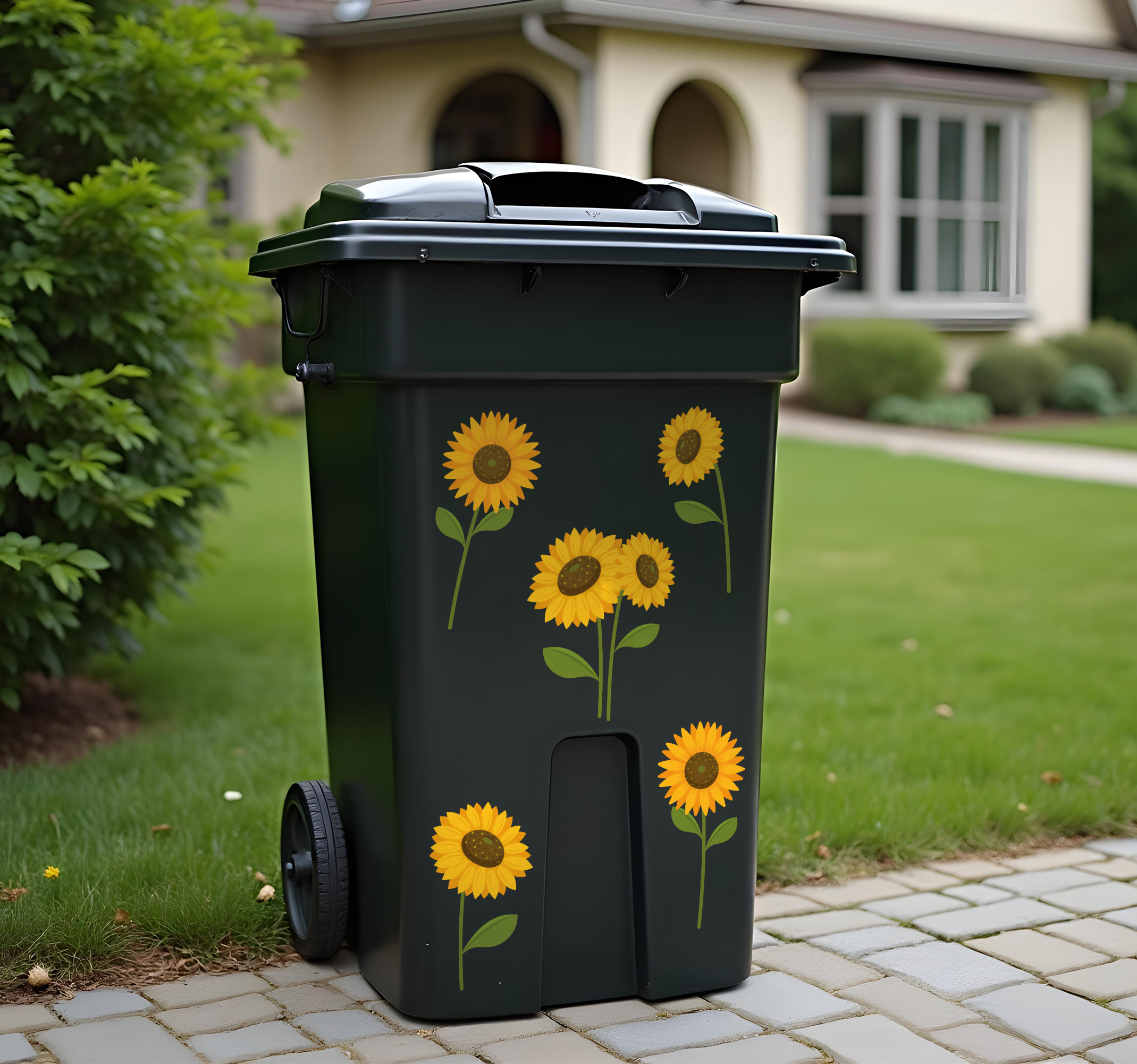 Blije zonnebloemen container sticker