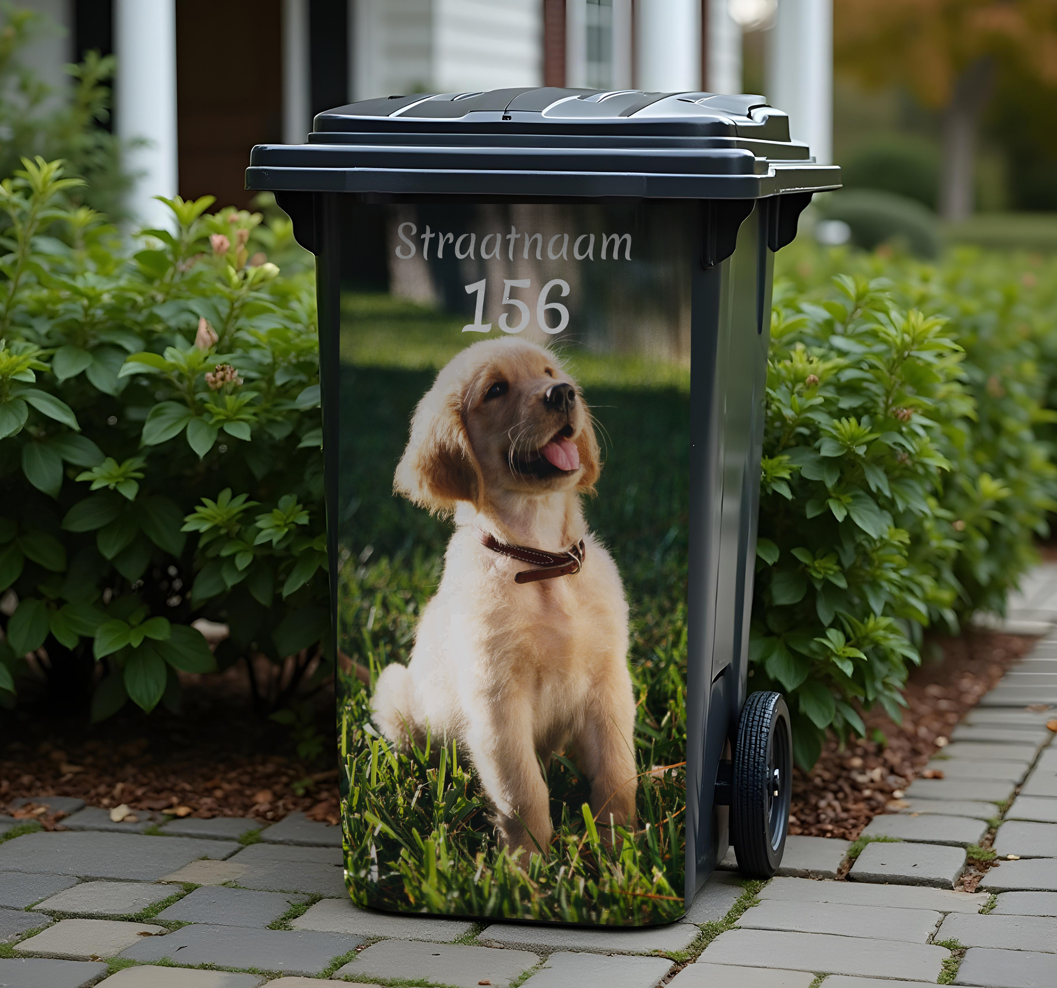 Huisnummer met huisdier container sticker