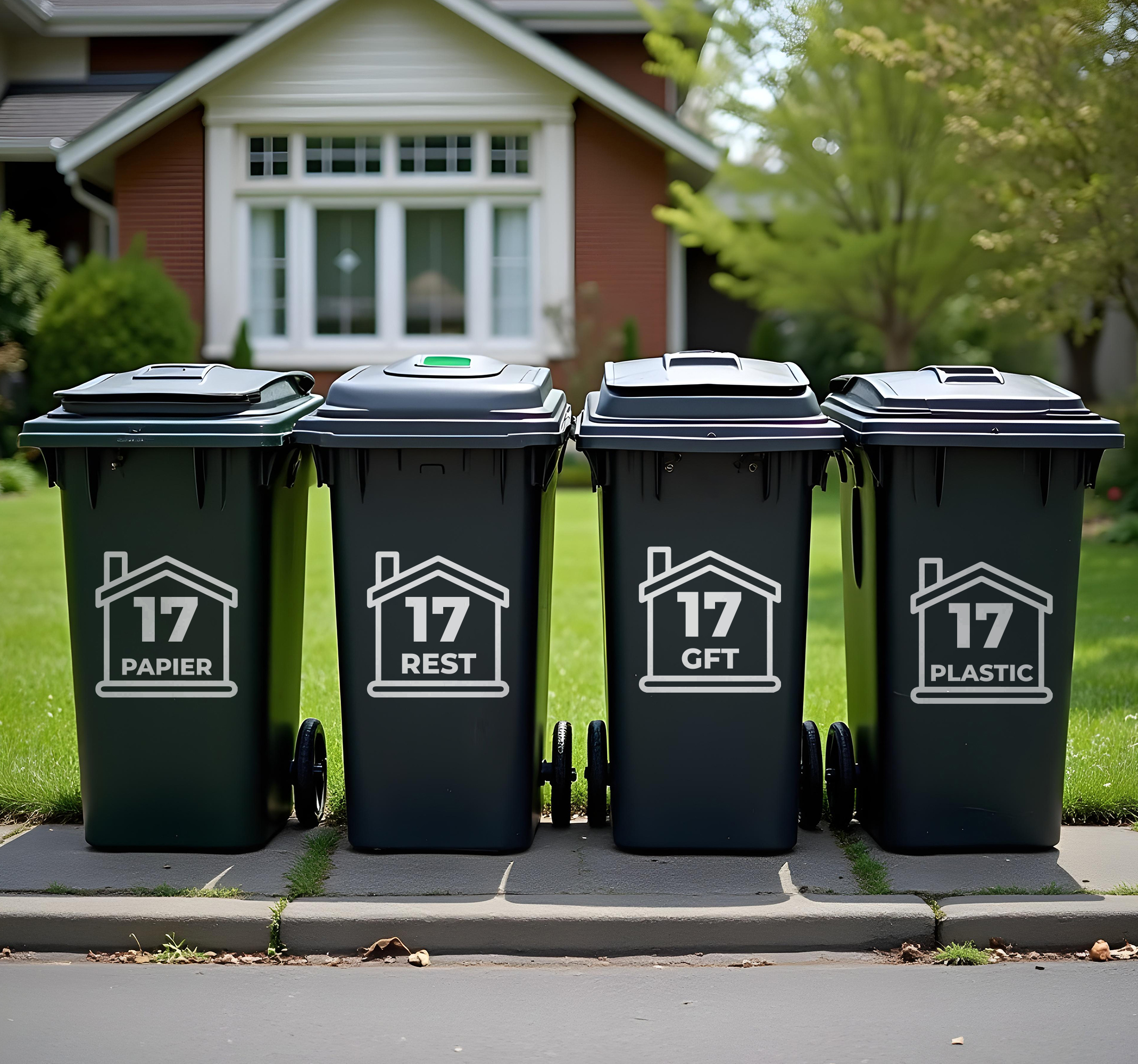 Huisnummer huis met scheiding container sticker