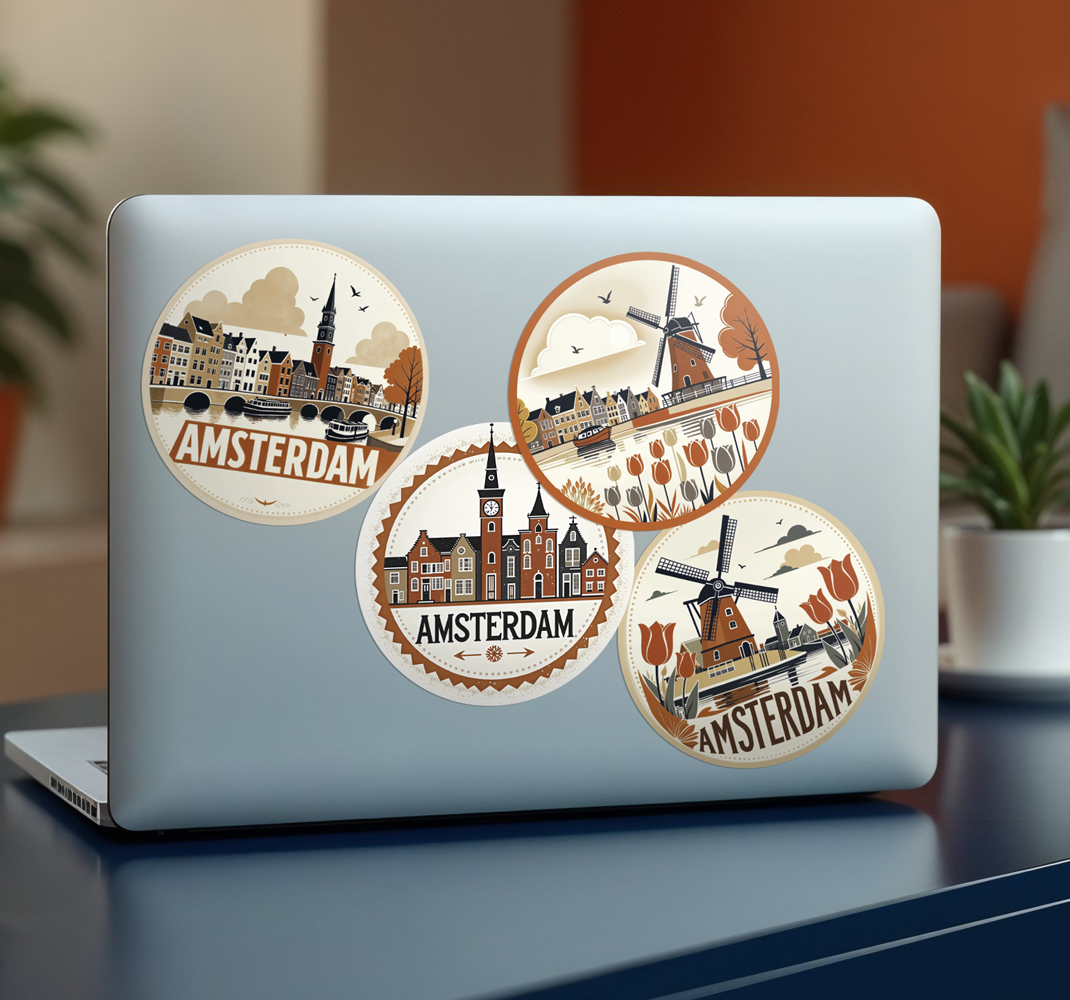 Amsterdamse badges sticker landen en steden