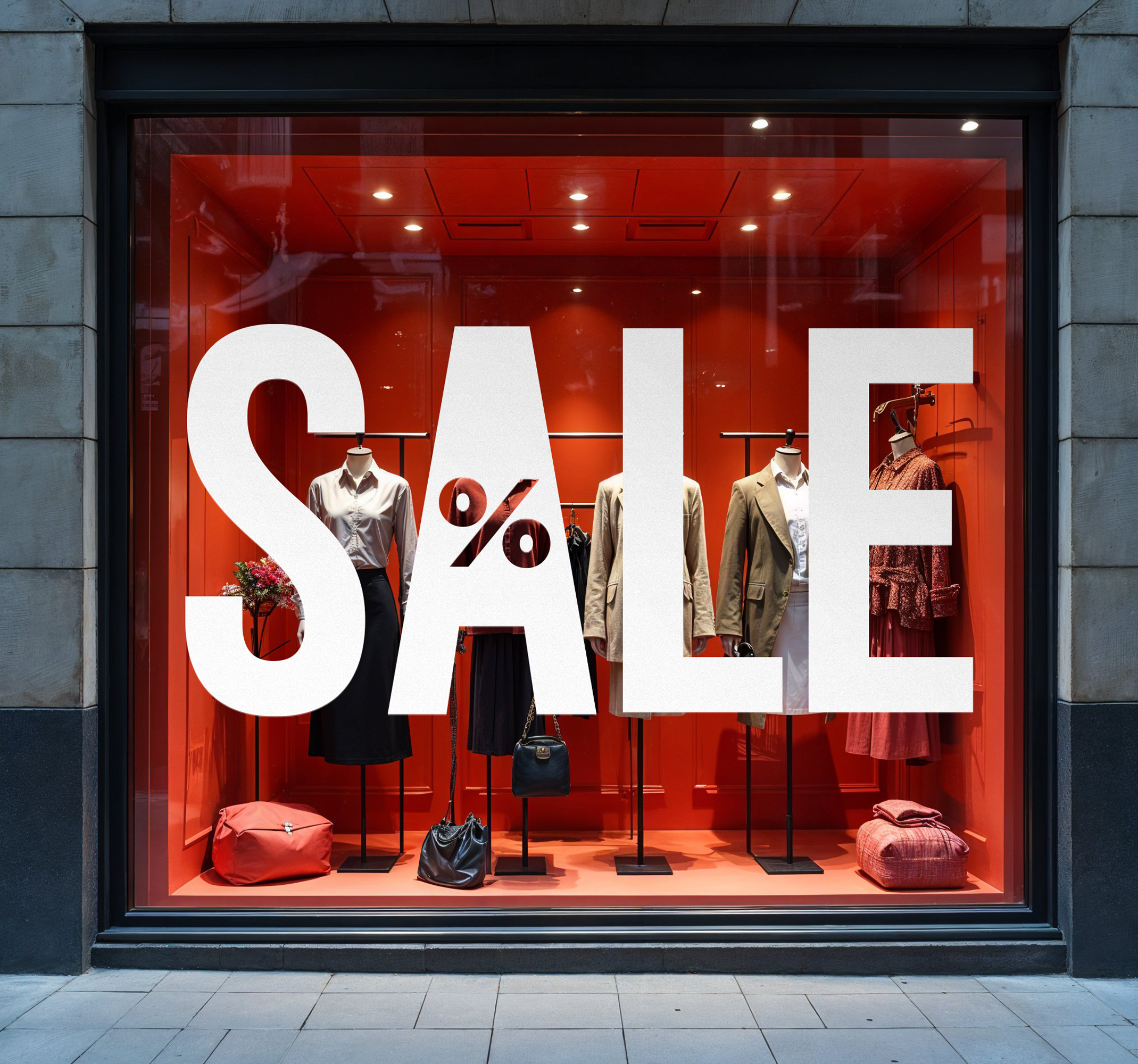 Grote letters korting sticker