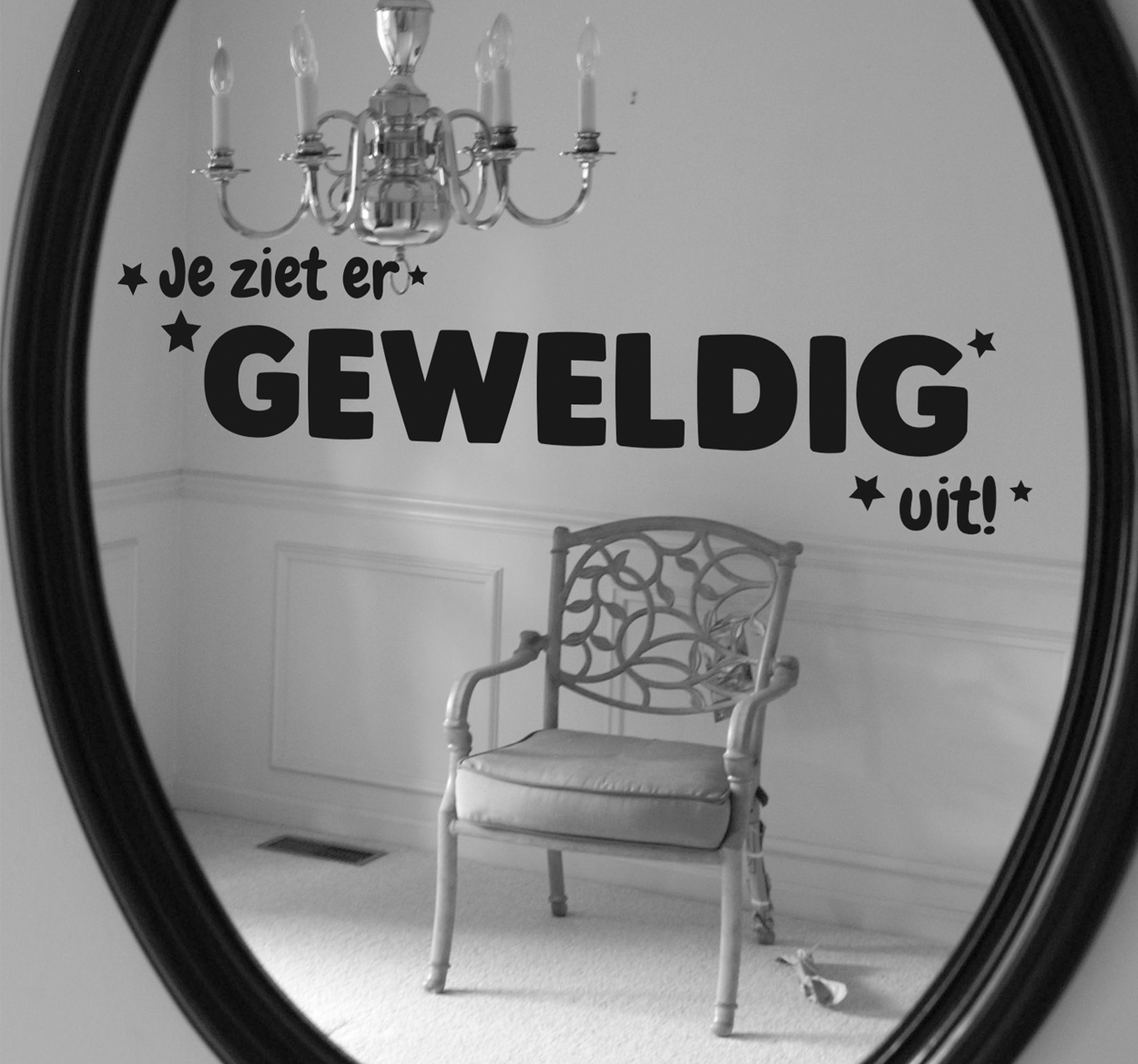 Badkamer tekst sticker spiegel