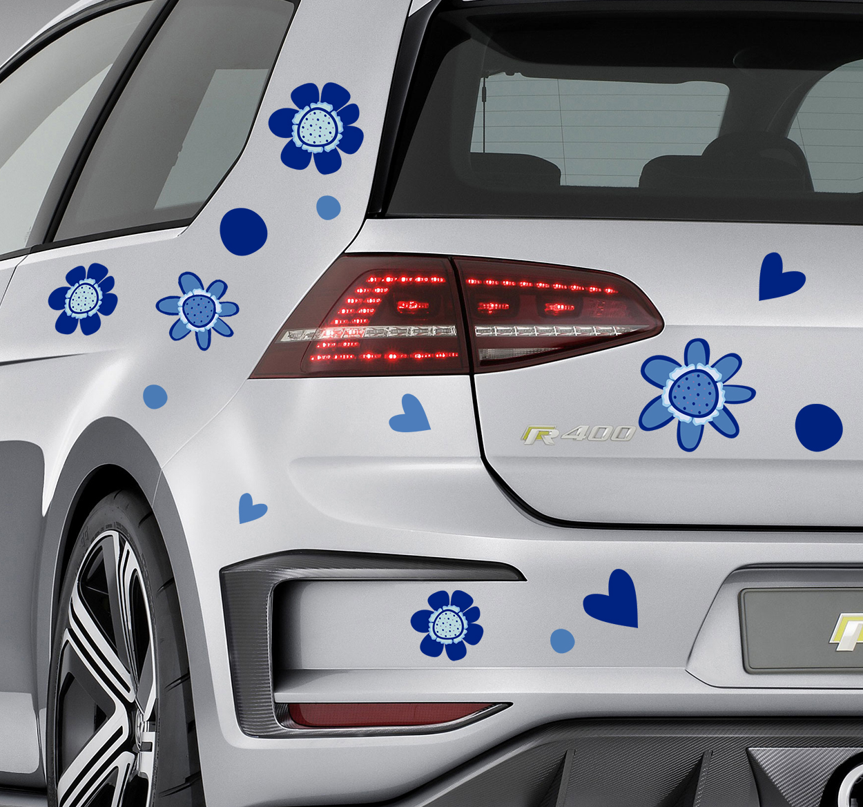 Auto stickers bloemen mono kleur