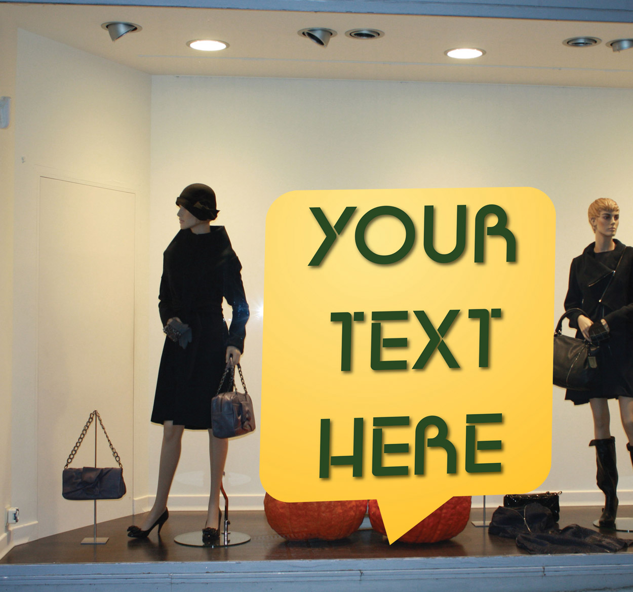 Sticker tekstballon vierkant winkel