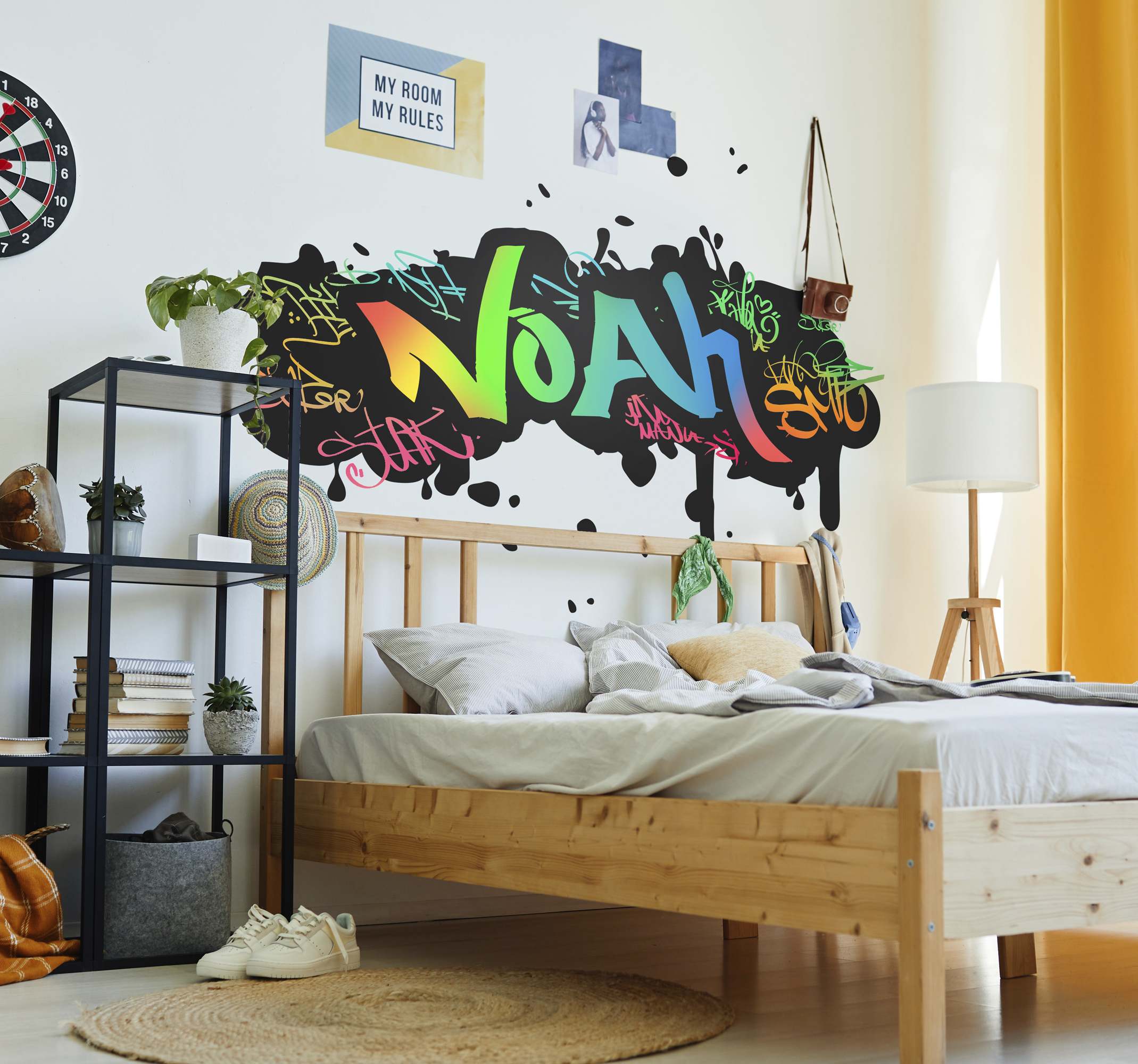 Muursticker kinderkamer naam graffiti